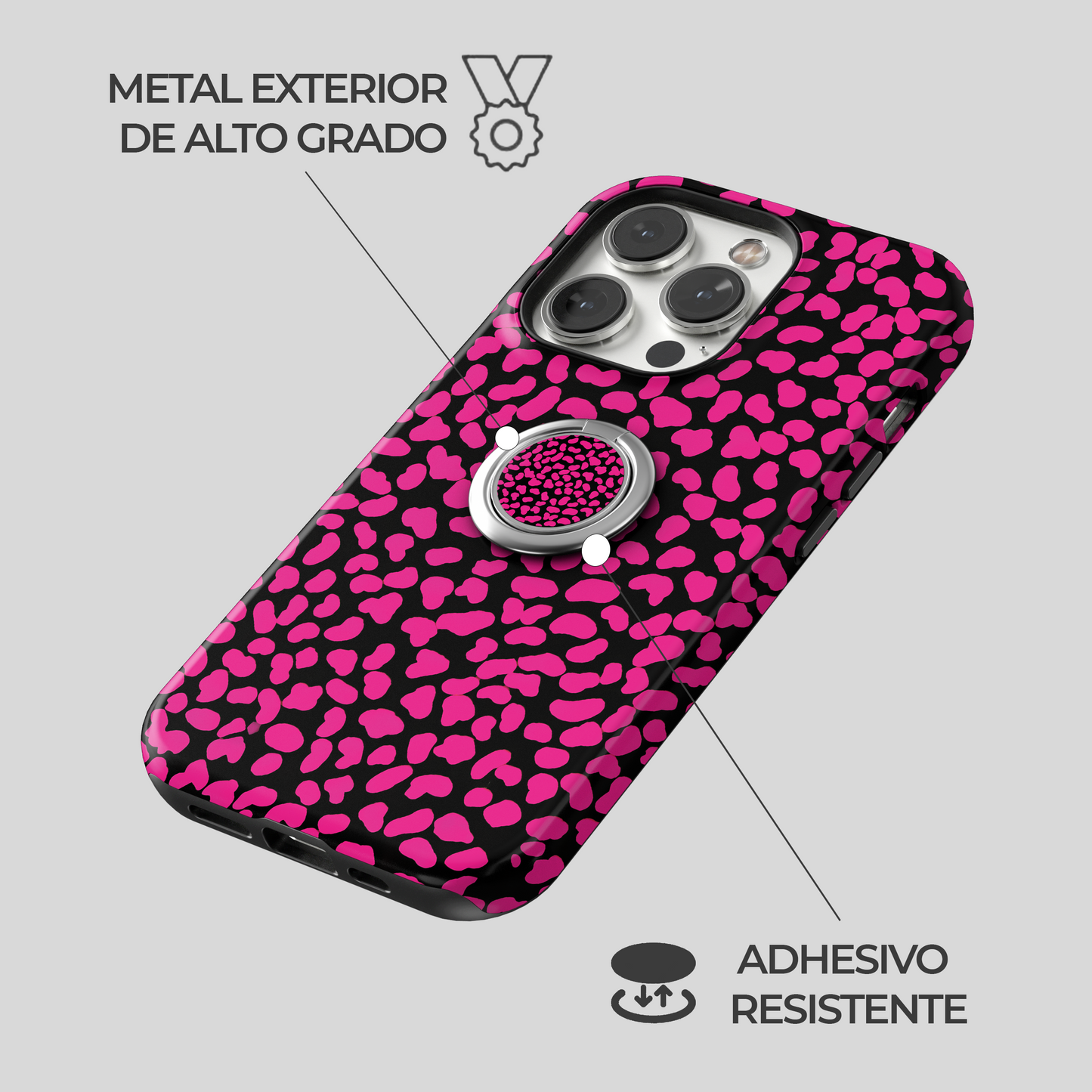 Soporte de anillo para celular Pink Noir