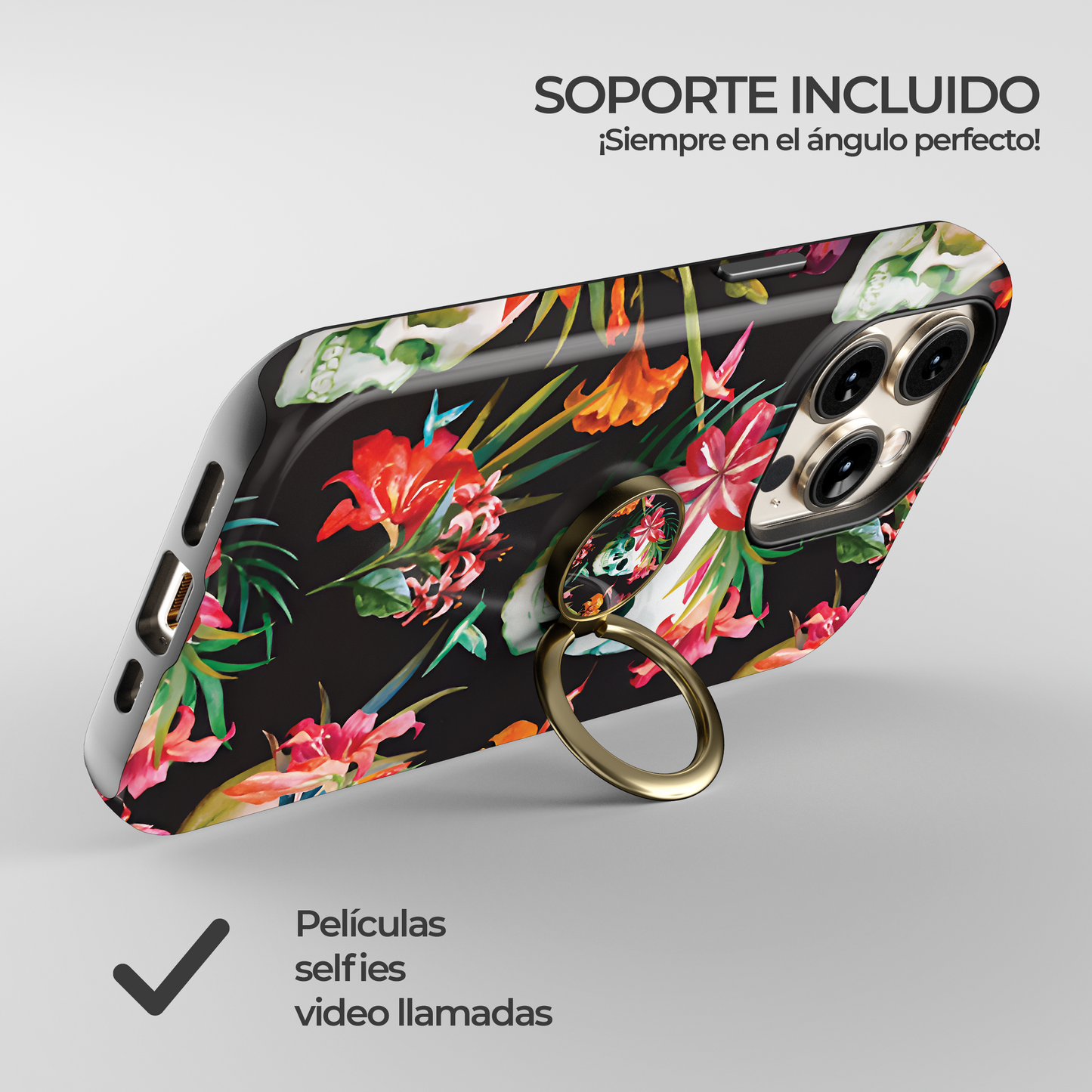 Soporte de anillo para celular Flores de la Oscuridad