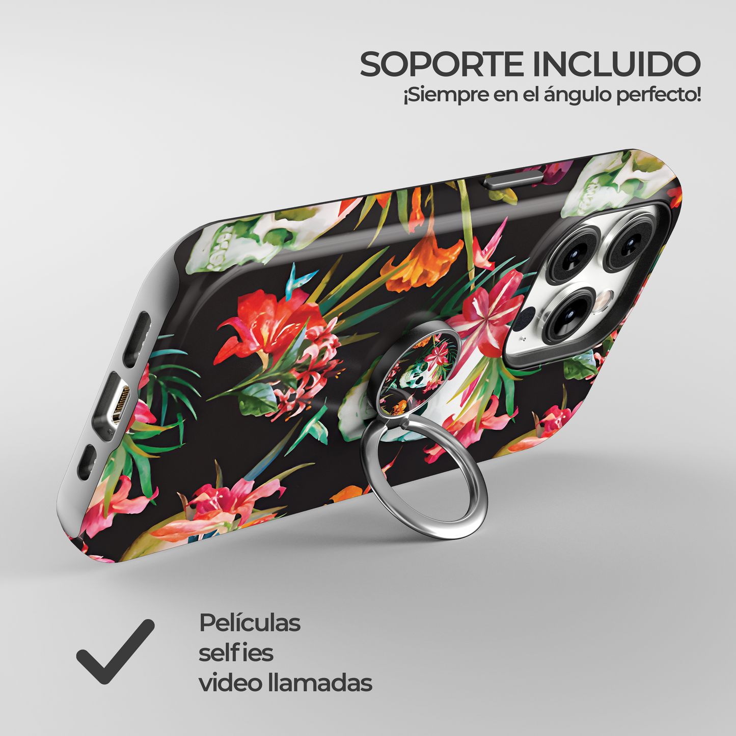 Soporte de anillo para celular Flores de la Oscuridad