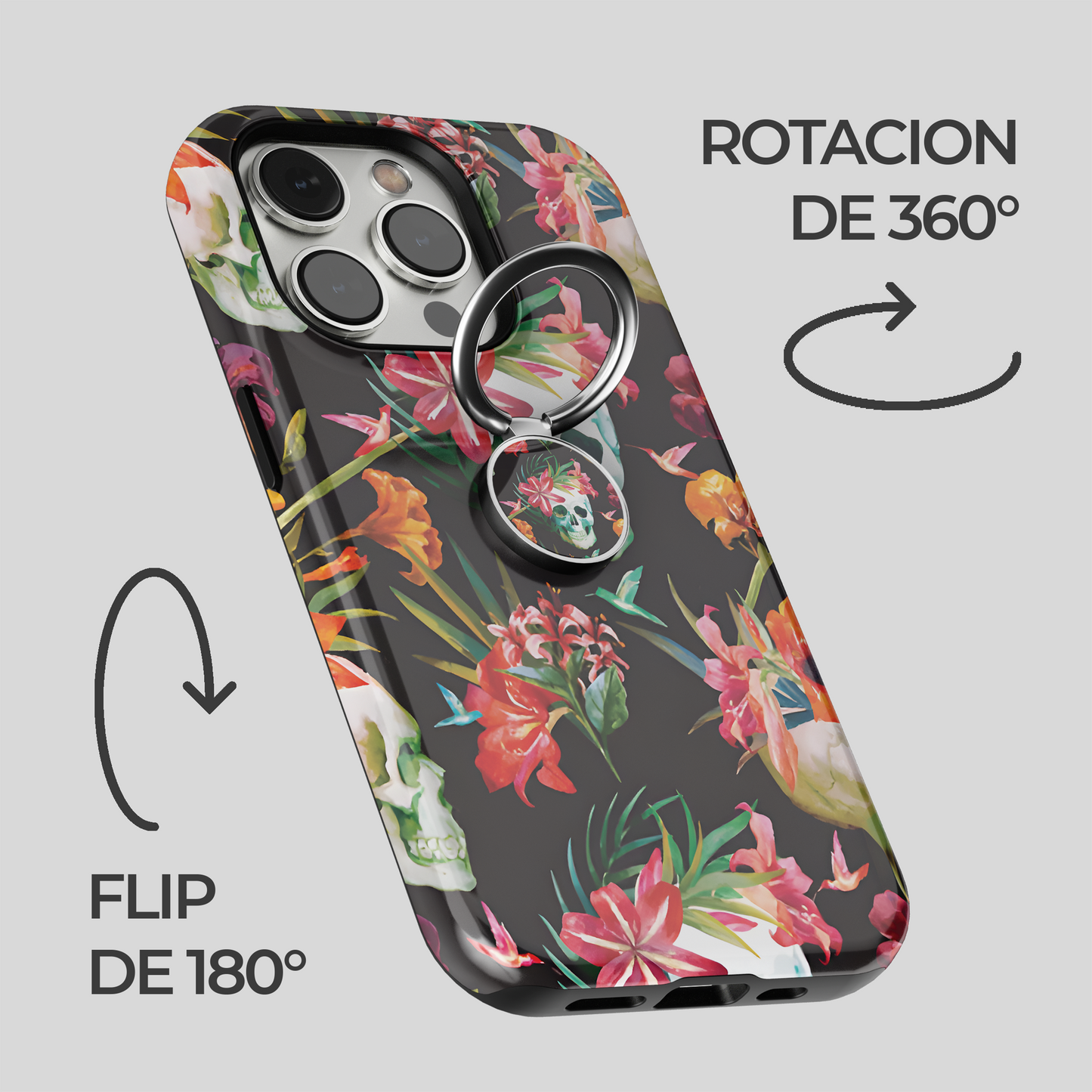 Soporte de anillo para celular Flores de la Oscuridad