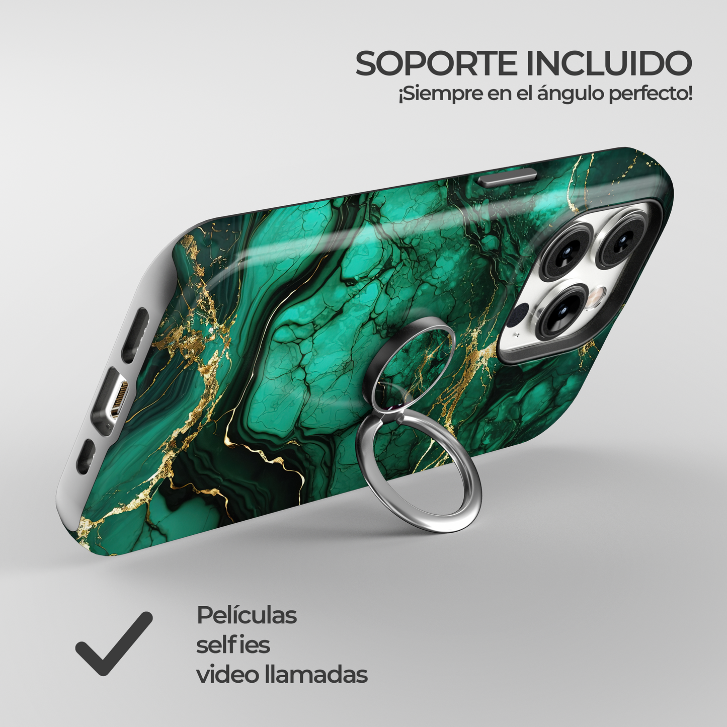 Soporte de anillo para celular Verde Marmol