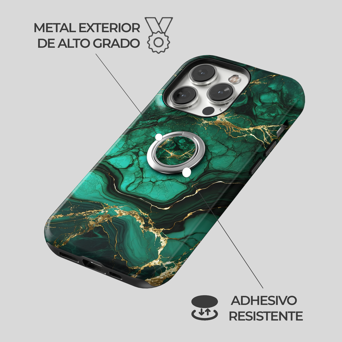 Soporte de anillo para celular Verde Marmol