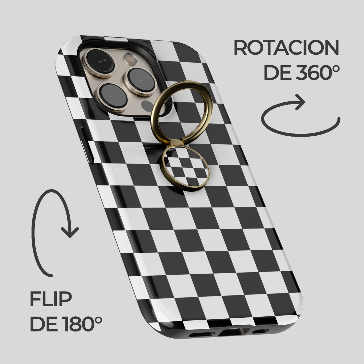 Soporte de anillo para celular Checkerboard Charm