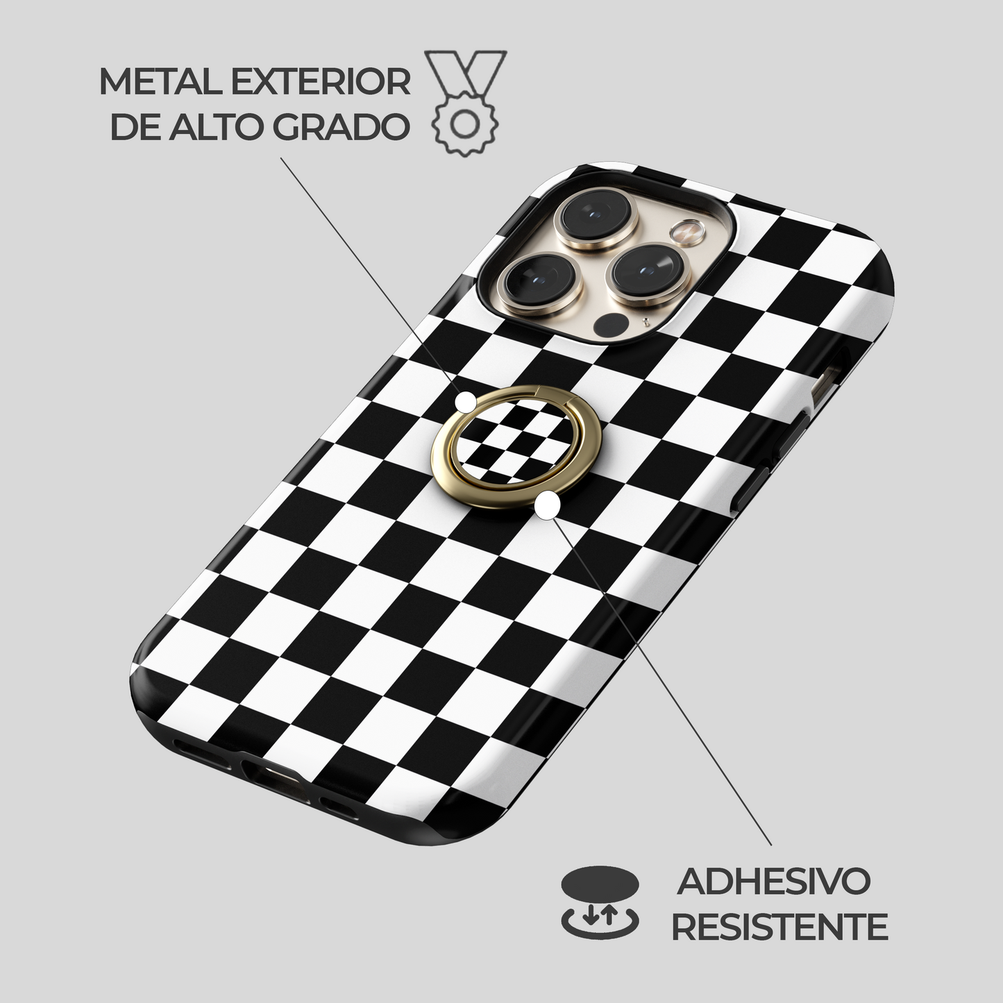 Soporte de anillo para celular Checkerboard Charm