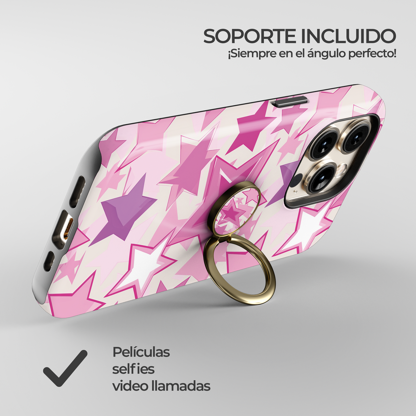 Soporte de anillo para celular Pink Stardust Glow