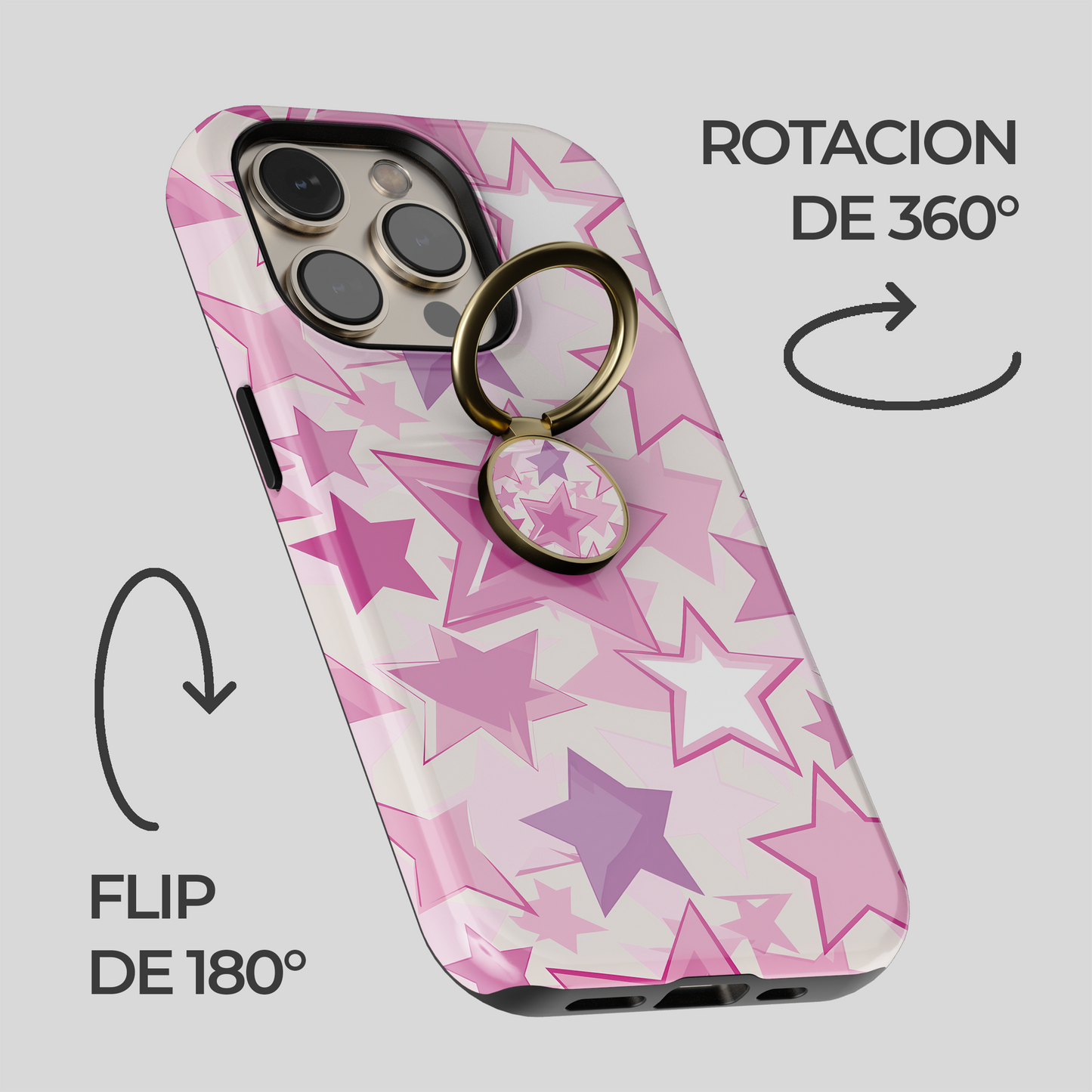 Soporte de anillo para celular Pink Stardust Glow