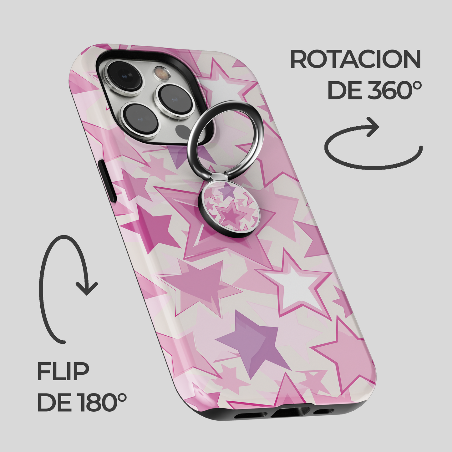 Soporte de anillo para celular Pink Stardust Glow