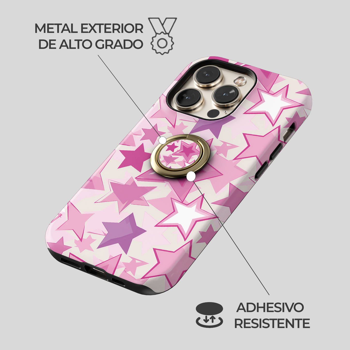 Soporte de anillo para celular Pink Stardust Glow