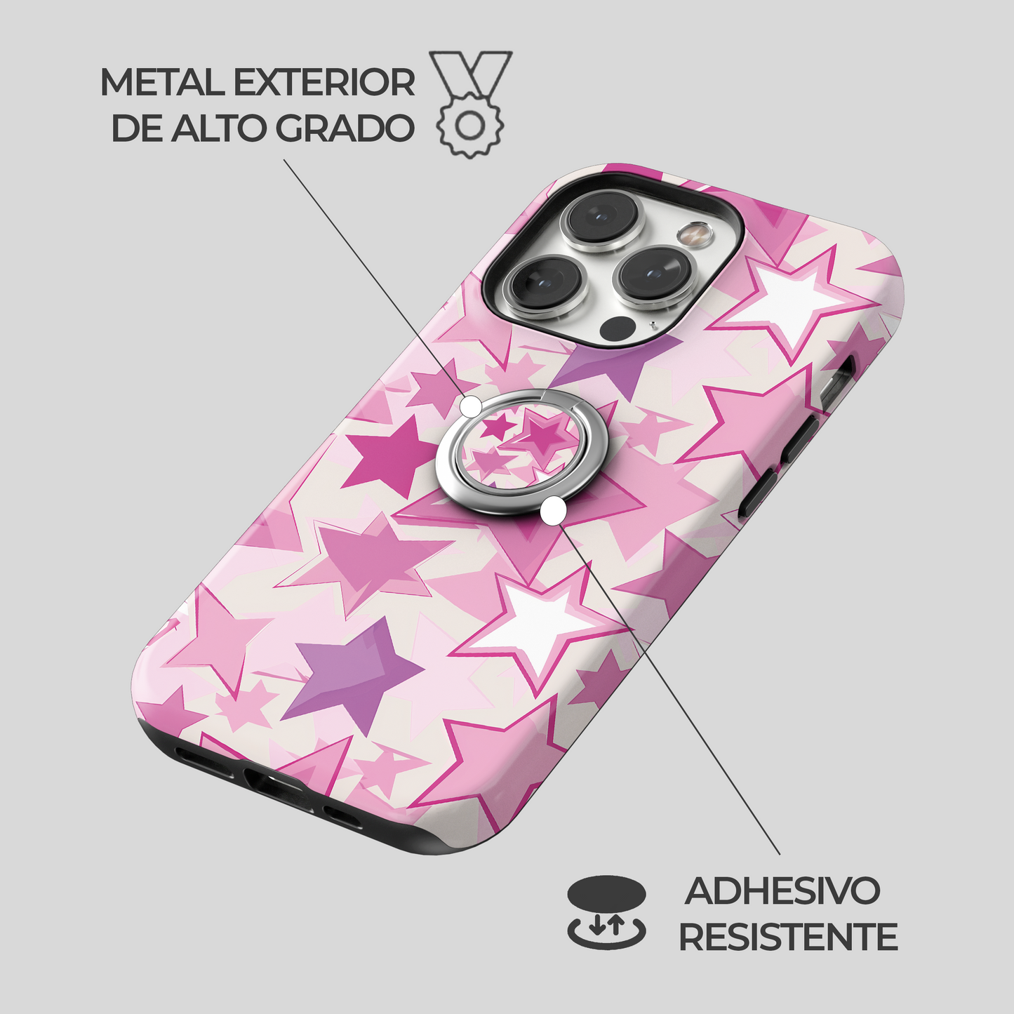 Soporte de anillo para celular Pink Stardust Glow