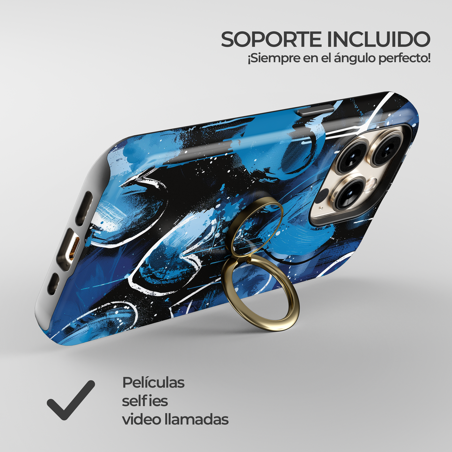 Soporte de anillo para celular Dripping Blue Hearts