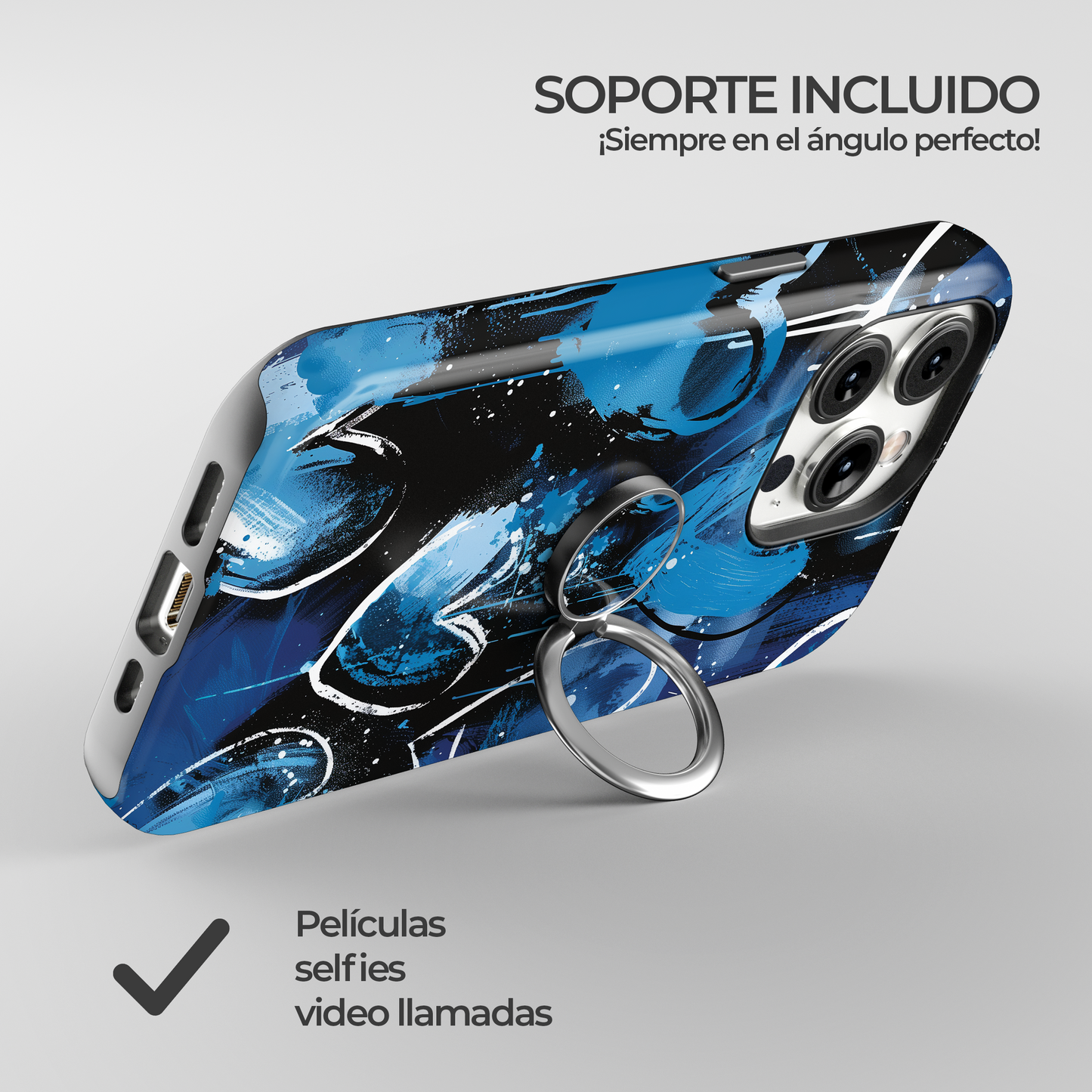 Soporte de anillo para celular Dripping Blue Hearts