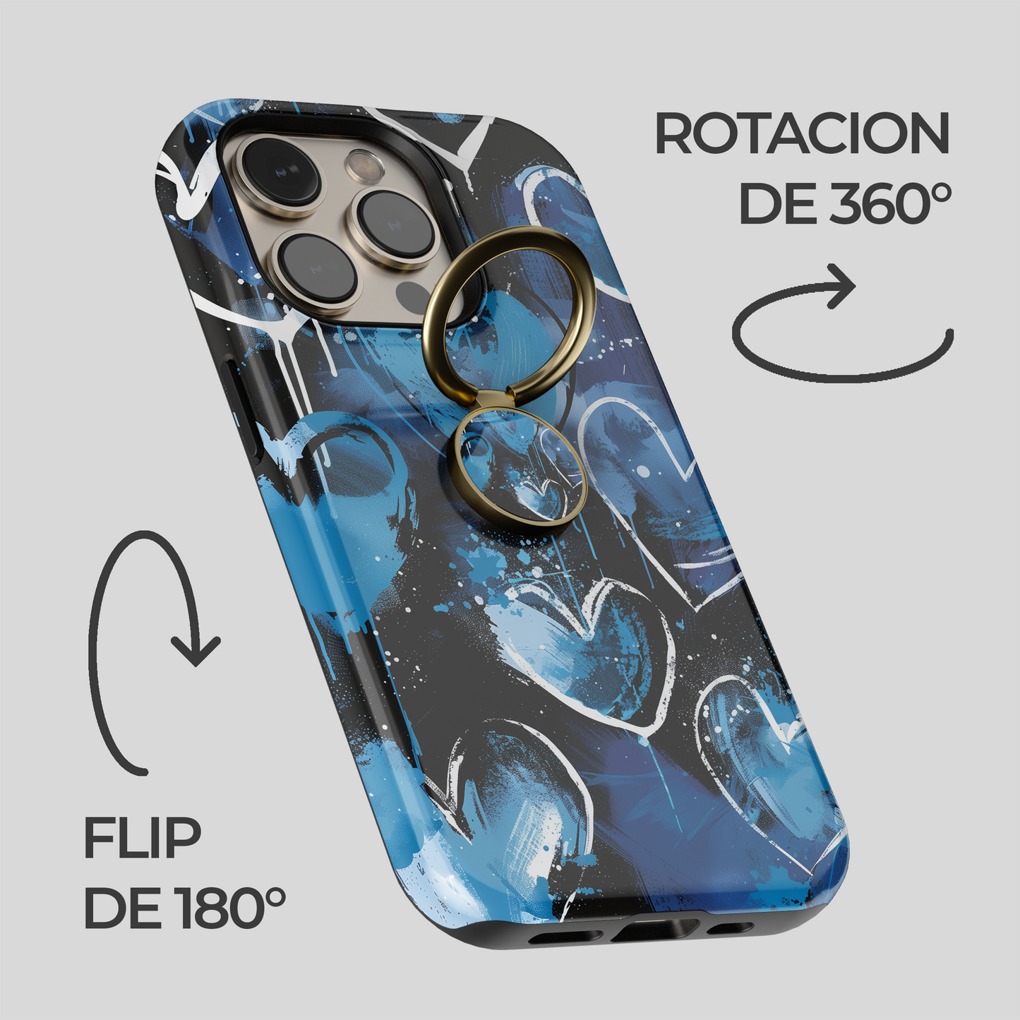 Soporte de anillo para celular Dripping Blue Hearts
