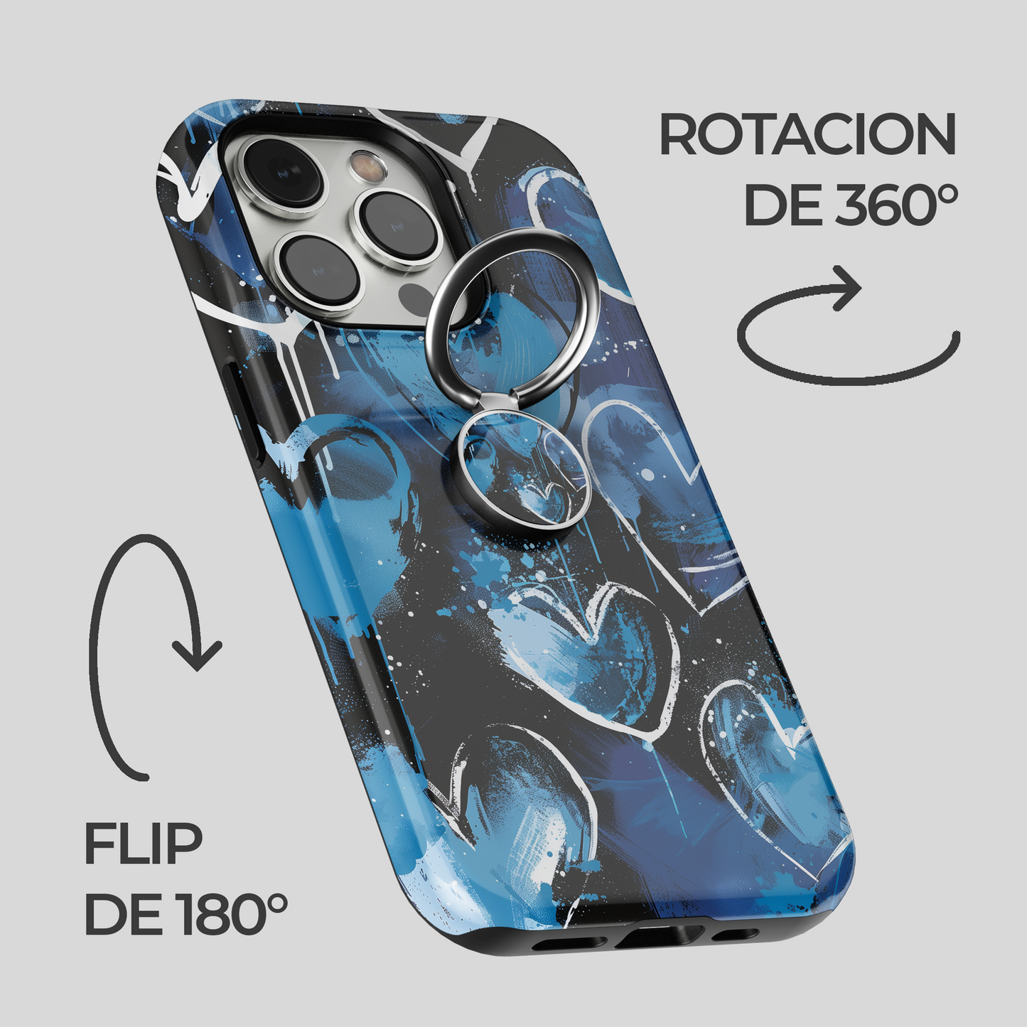 Soporte de anillo para celular Dripping Blue Hearts