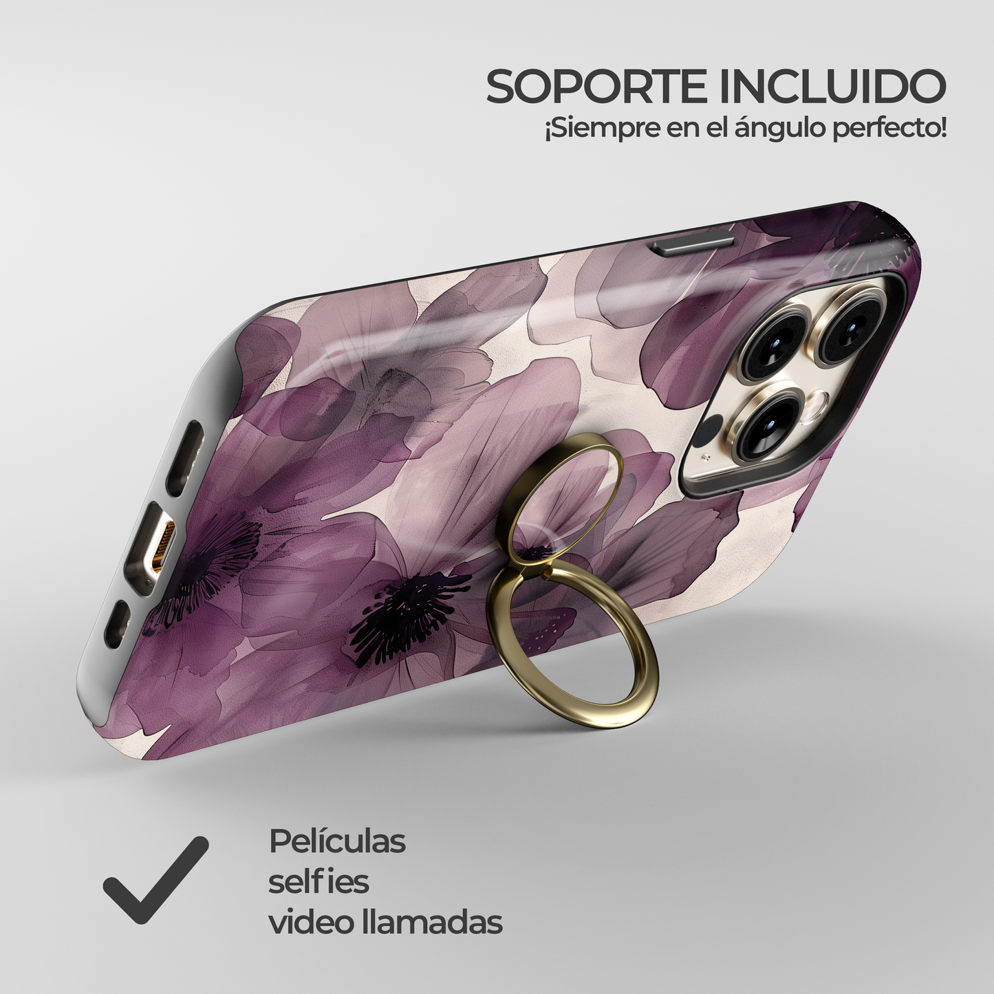 Soporte de anillo para celular Ethereal Purple Blooms