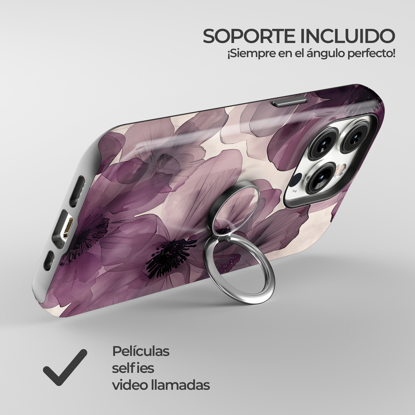 Soporte de anillo para celular Ethereal Purple Blooms