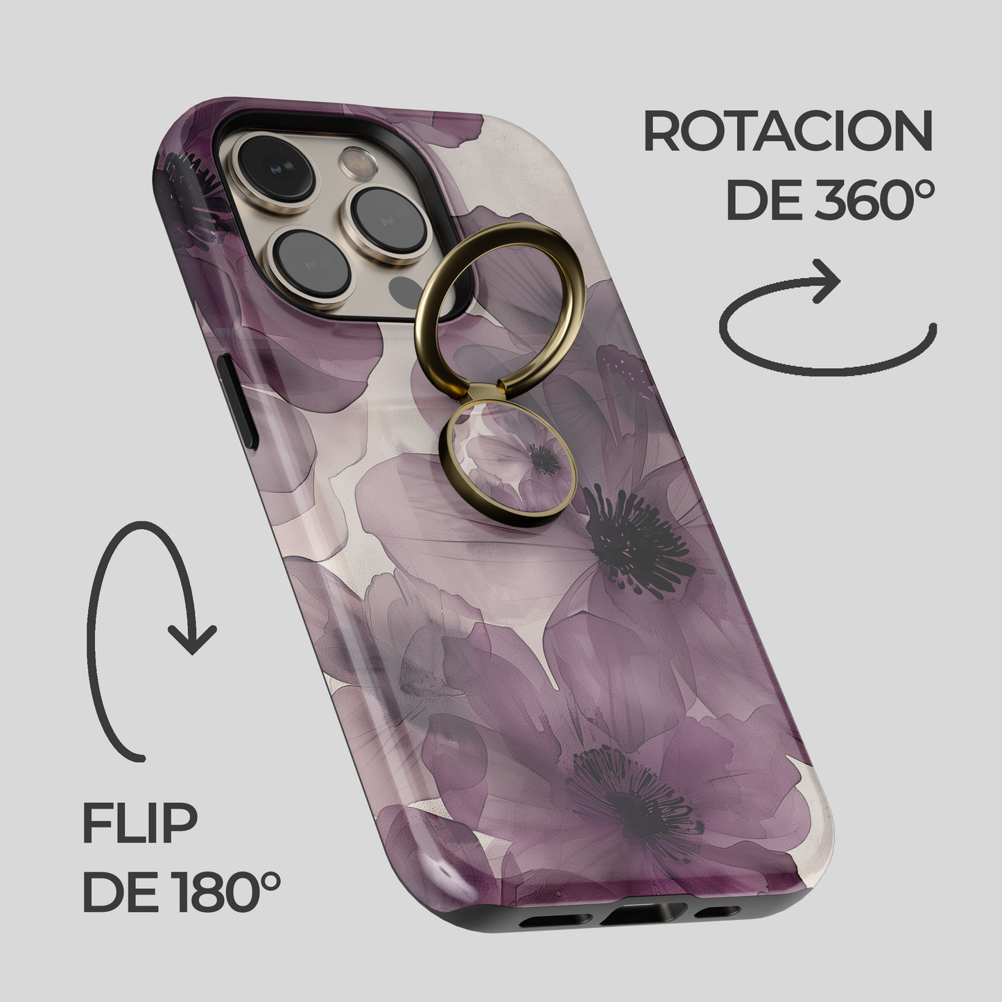 Soporte de anillo para celular Ethereal Purple Blooms