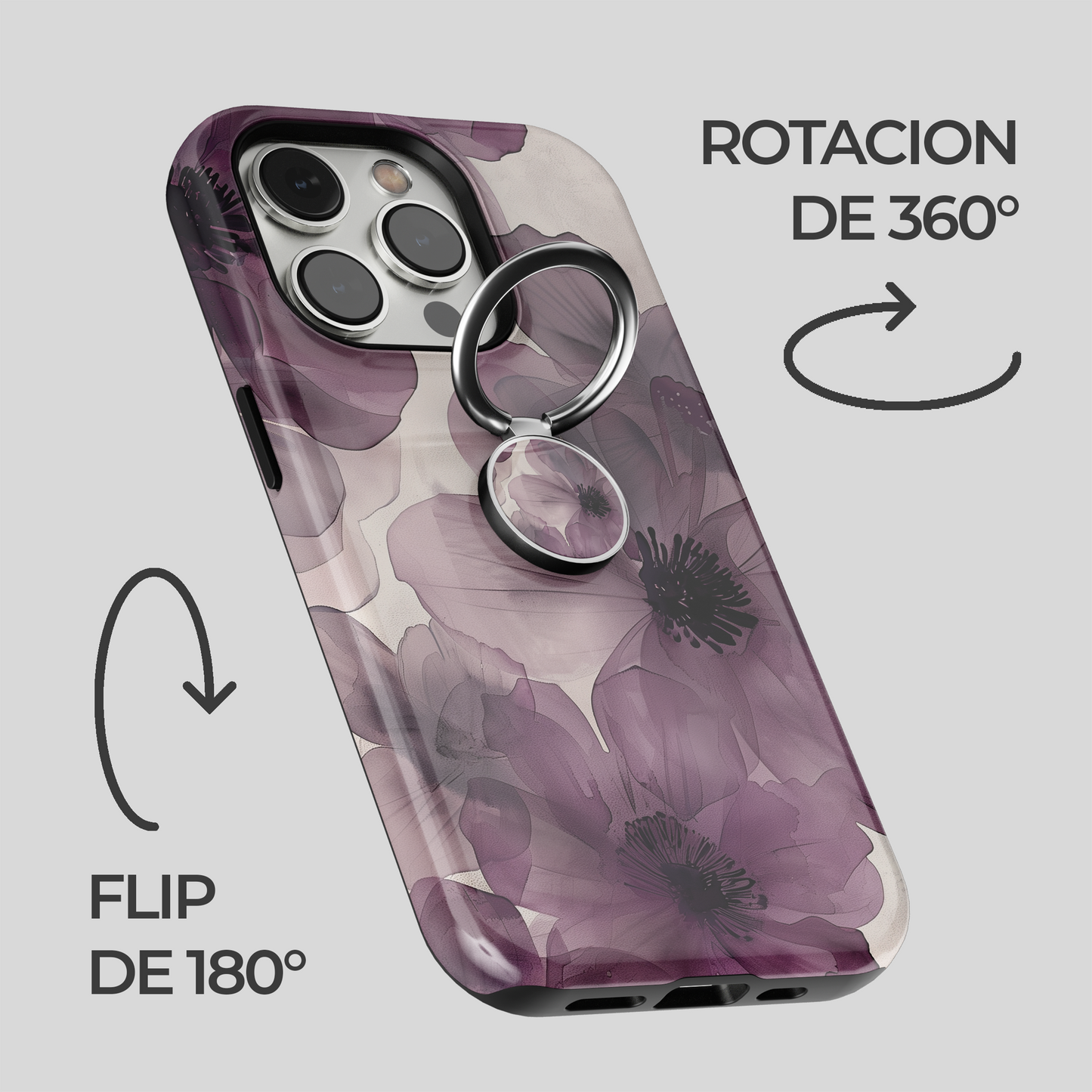Soporte de anillo para celular Ethereal Purple Blooms