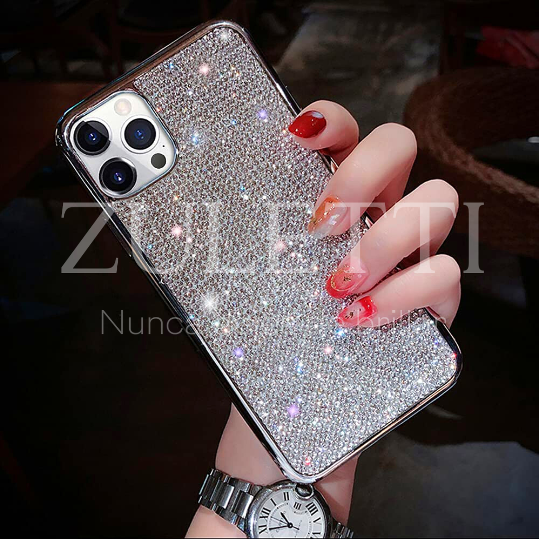 Carcasa ZULETTI de Lujo para iPhone con diamantes brillantes 3D en relieve y efecto de brillos deslumbrantes.