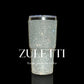 Vaso térmico Zuletti con brillos, tazón brillante de 600 ml con tapa antiderrames. Color plateado