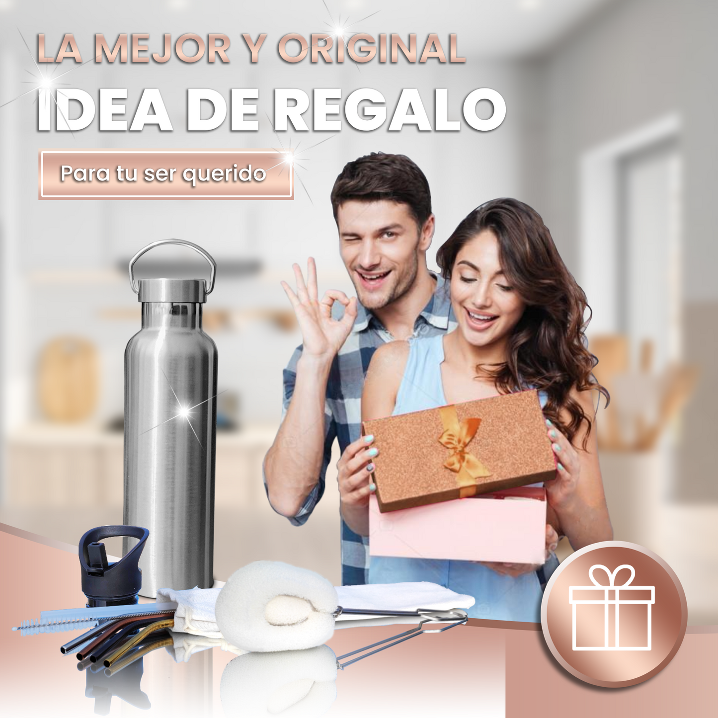 Termo de Acero Inoxidable ZULETTI Pro | Set Completo + Bombillas Reutilizables | 2 Tapas (Deportiva y Clásica) | Hidratación Eco