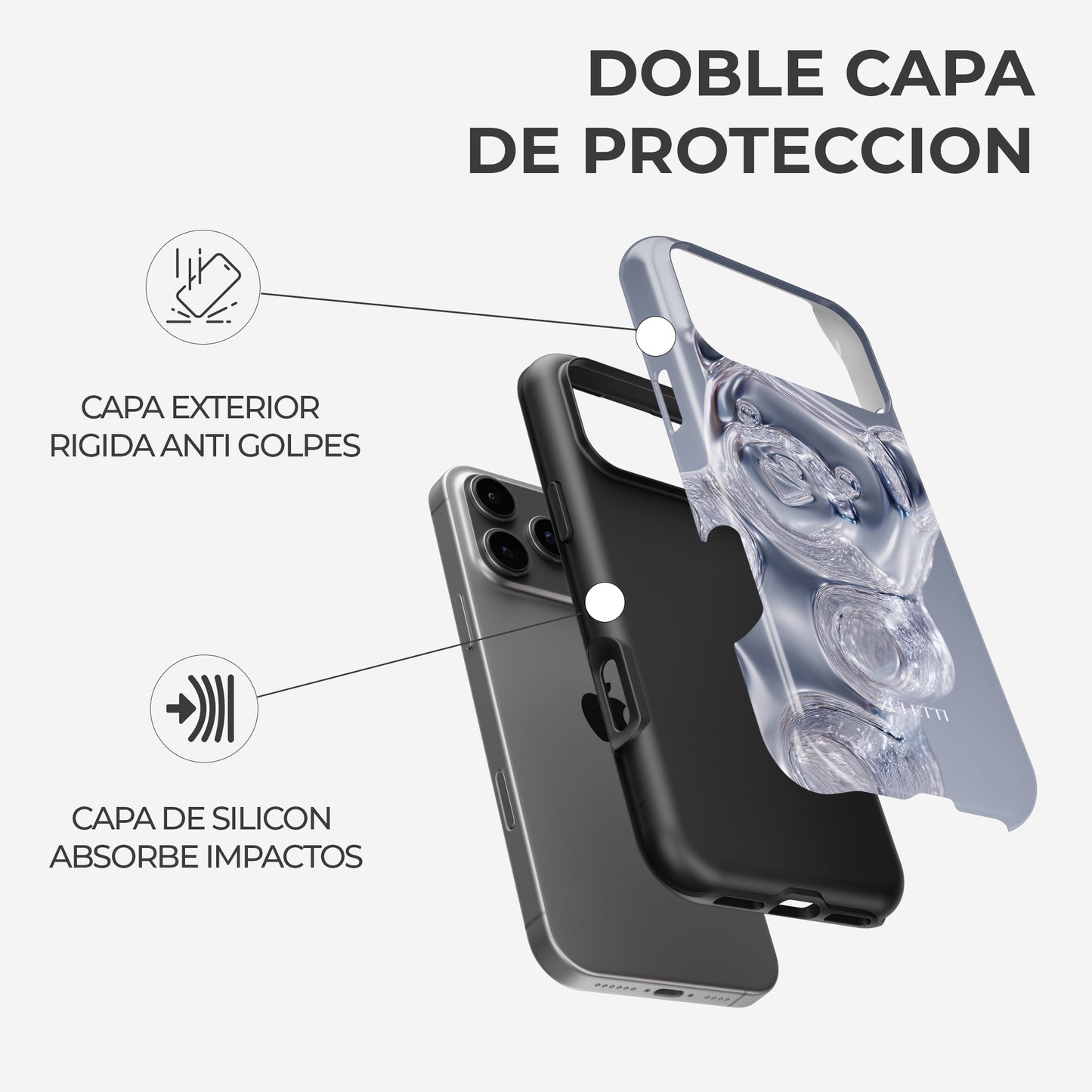 Carcasa Crystal Gummy Funda de Doble Capa de Máxima protección.