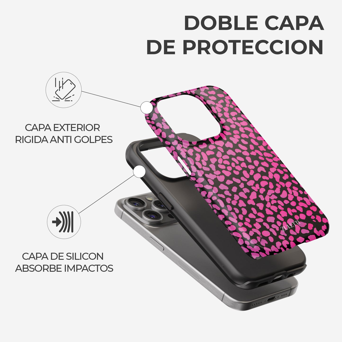 Carcasa Pink Noir Funda de Doble Capa de Máxima protección