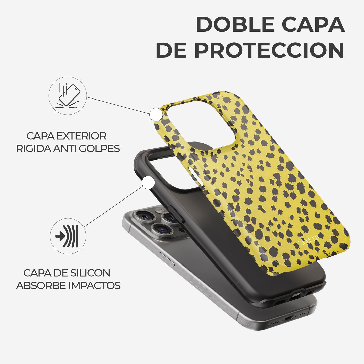 Carcasa Anmial print Leopardo Solar Funda de Doble Capa de Máxima protección