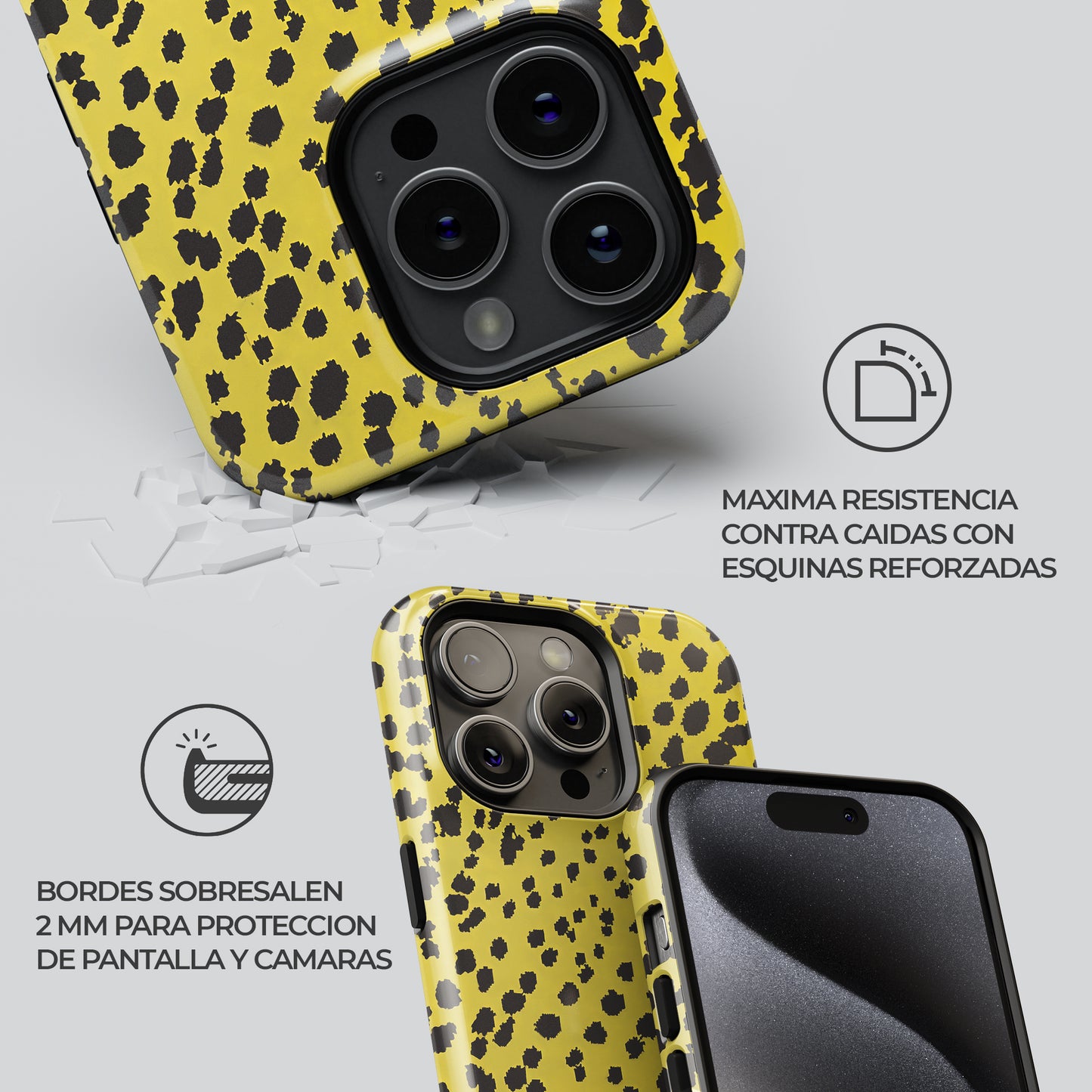 Carcasa Anmial print Leopardo Solar Funda de Doble Capa de Máxima protección