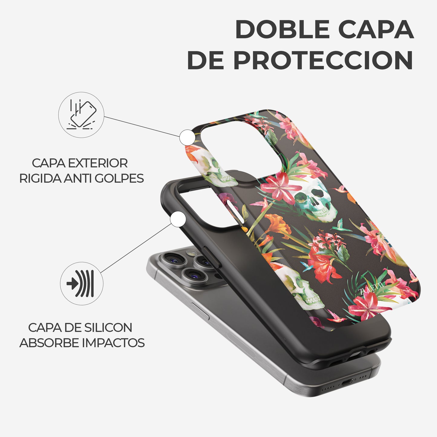 Carcasa Floral Flores de la Oscuridad Funda de Doble Capa de Máxima protección