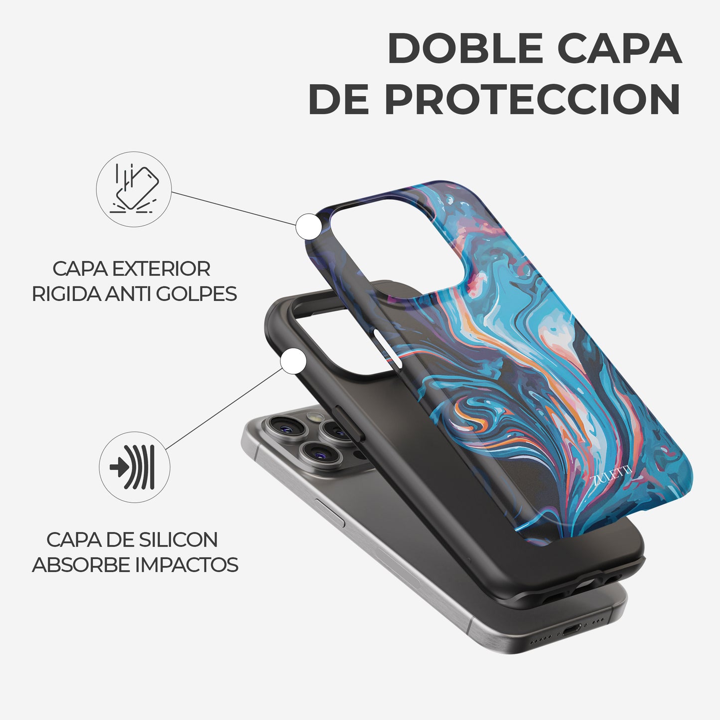 Carcasa Azul Tormenta Galáctica Funda de Doble Capa de Máxima protección