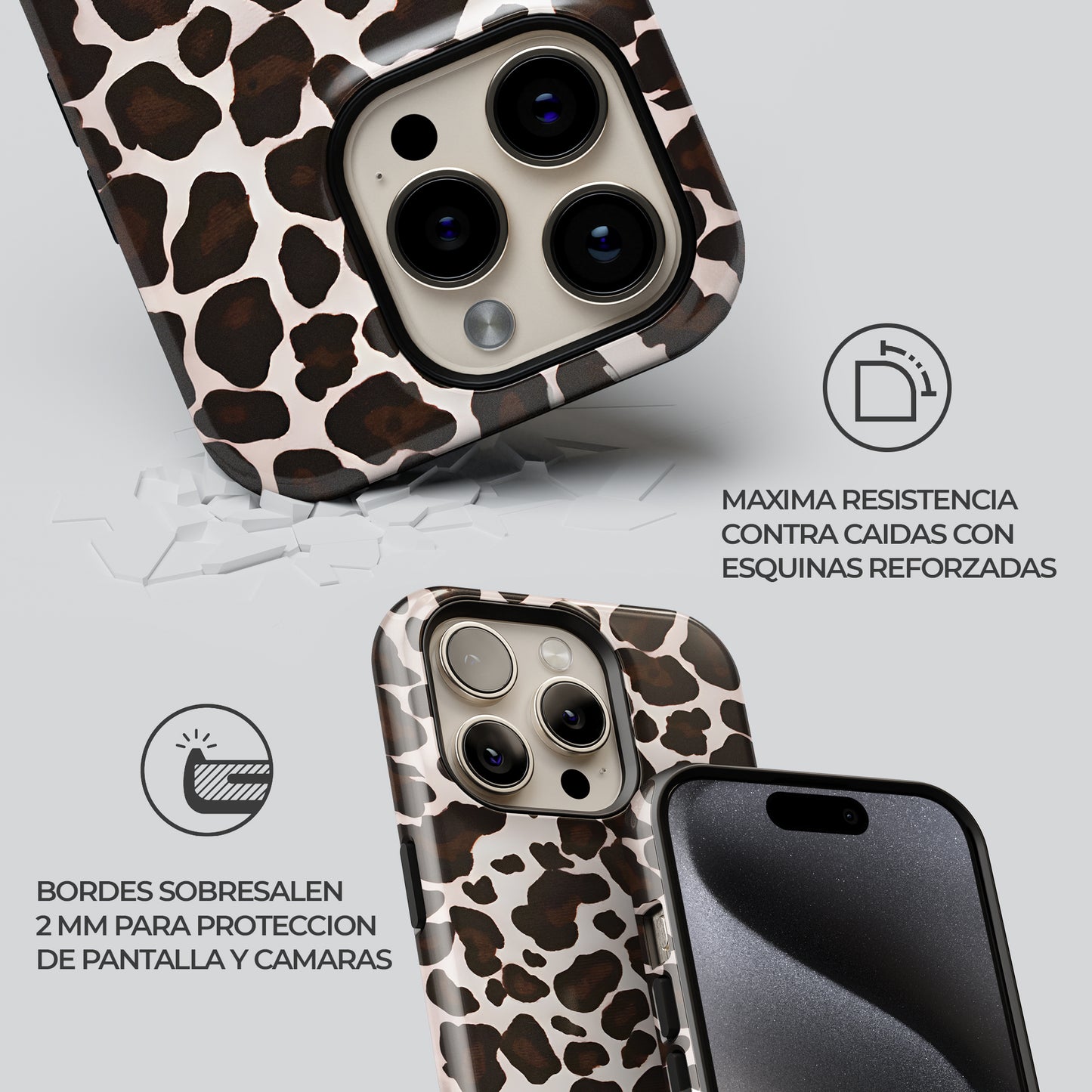 Carcasa Animal print Estilo Felino Funda de Doble Capa de Máxima protección