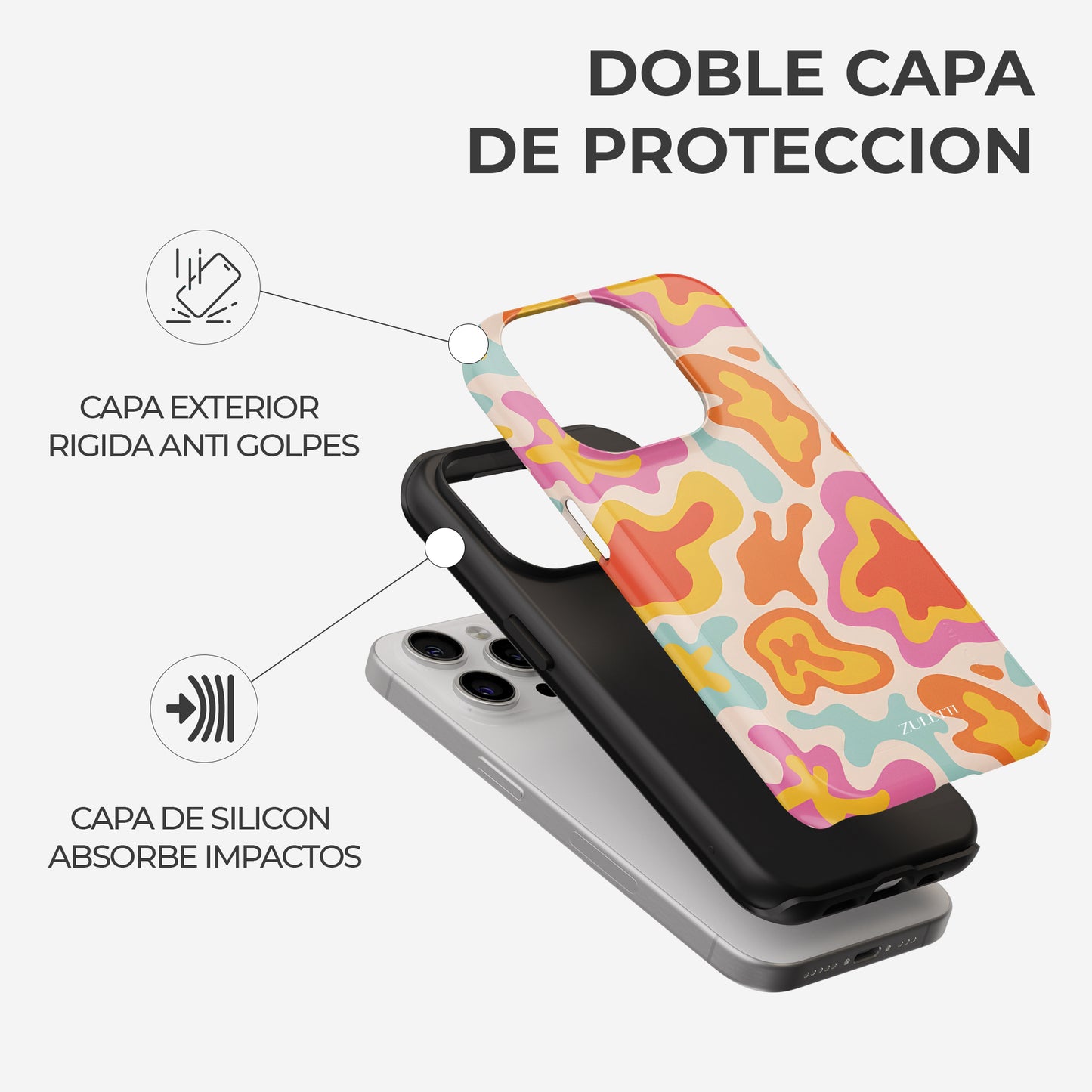 Carcasa Arcoíris Abstracto Funda de Doble Capa de Máxima protección