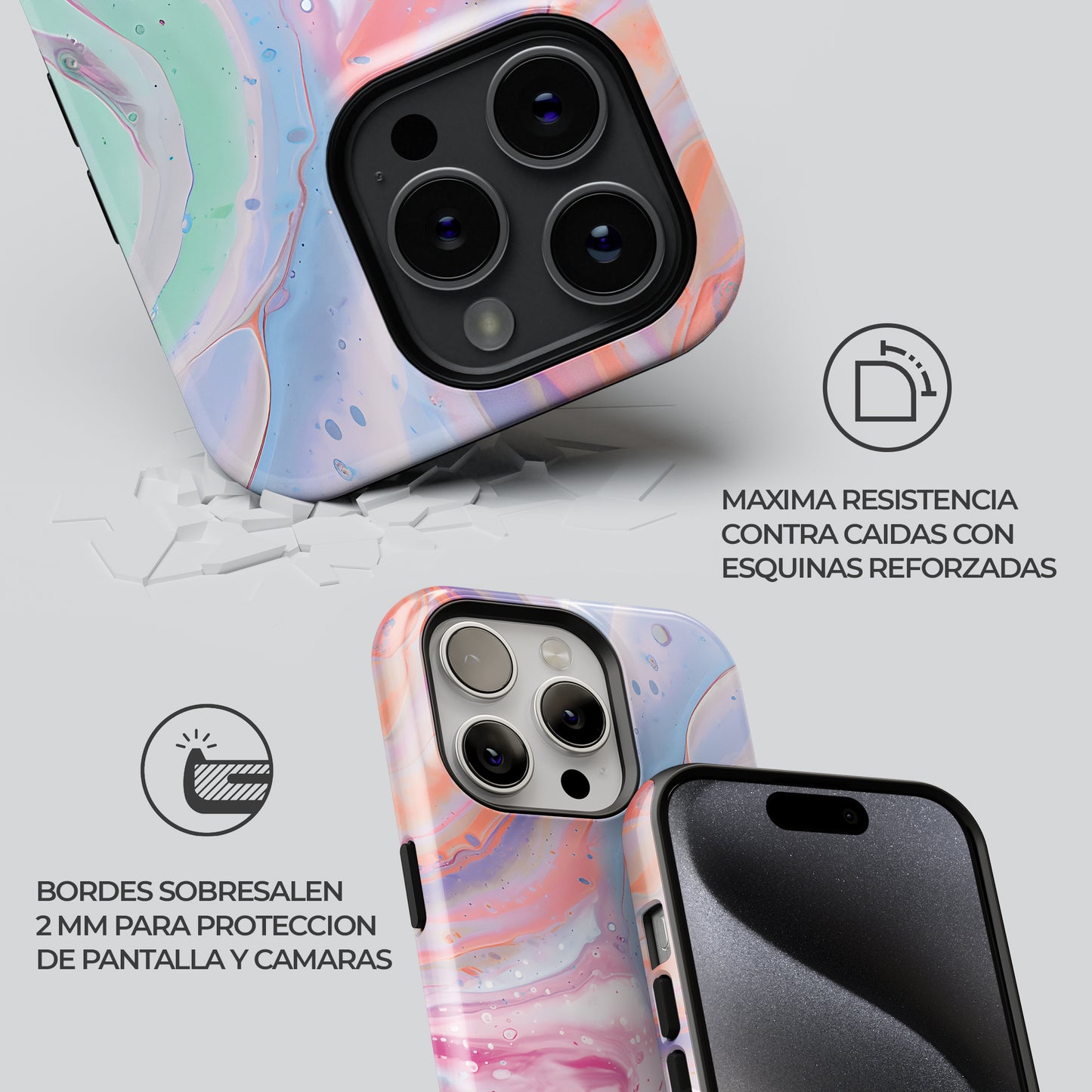 Carcasa Rosada Chromatic Elixir Funda de Doble Capa de Máxima protección