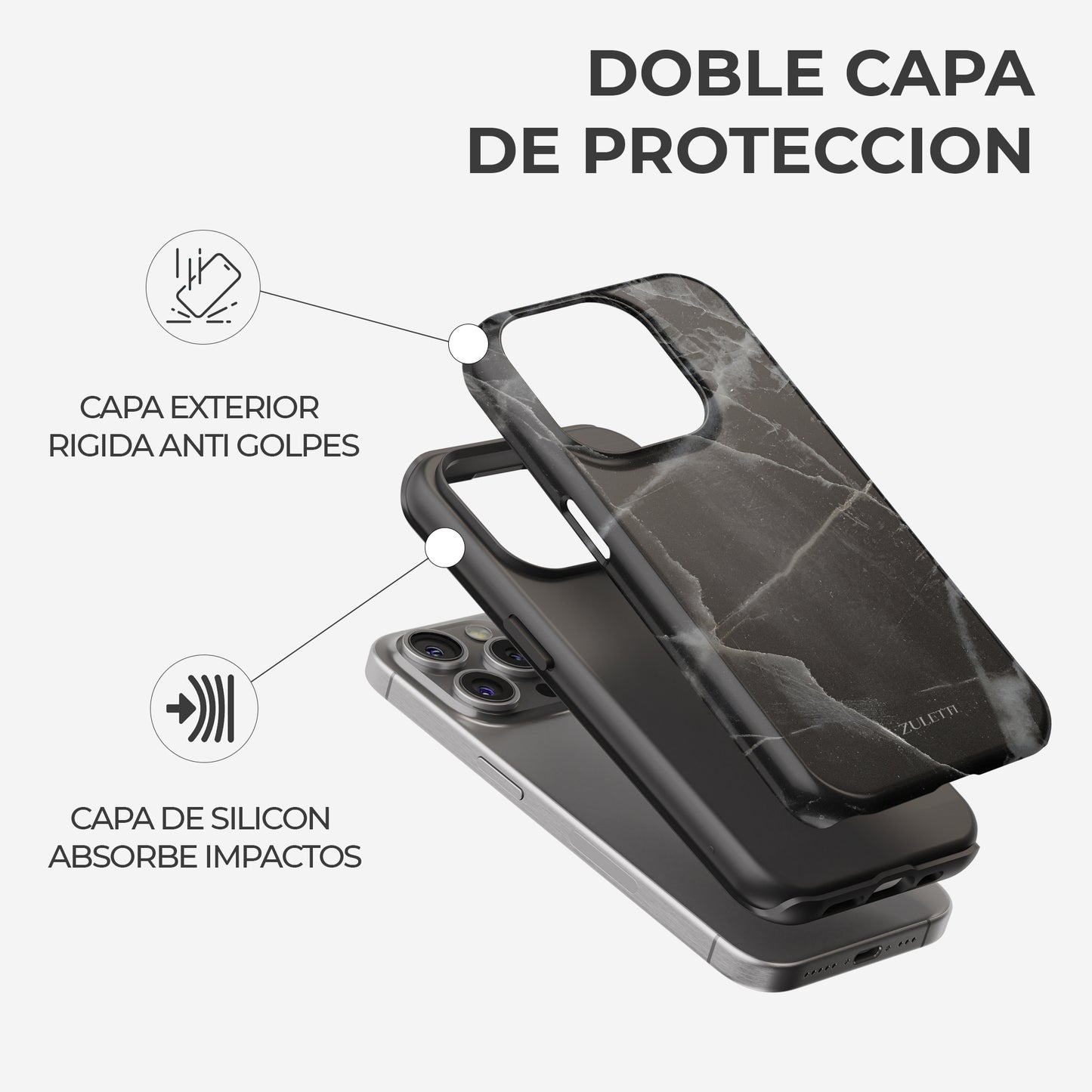 Carcasa Negra Skyward Monochrome Funda de Doble Capa de Máxima protección