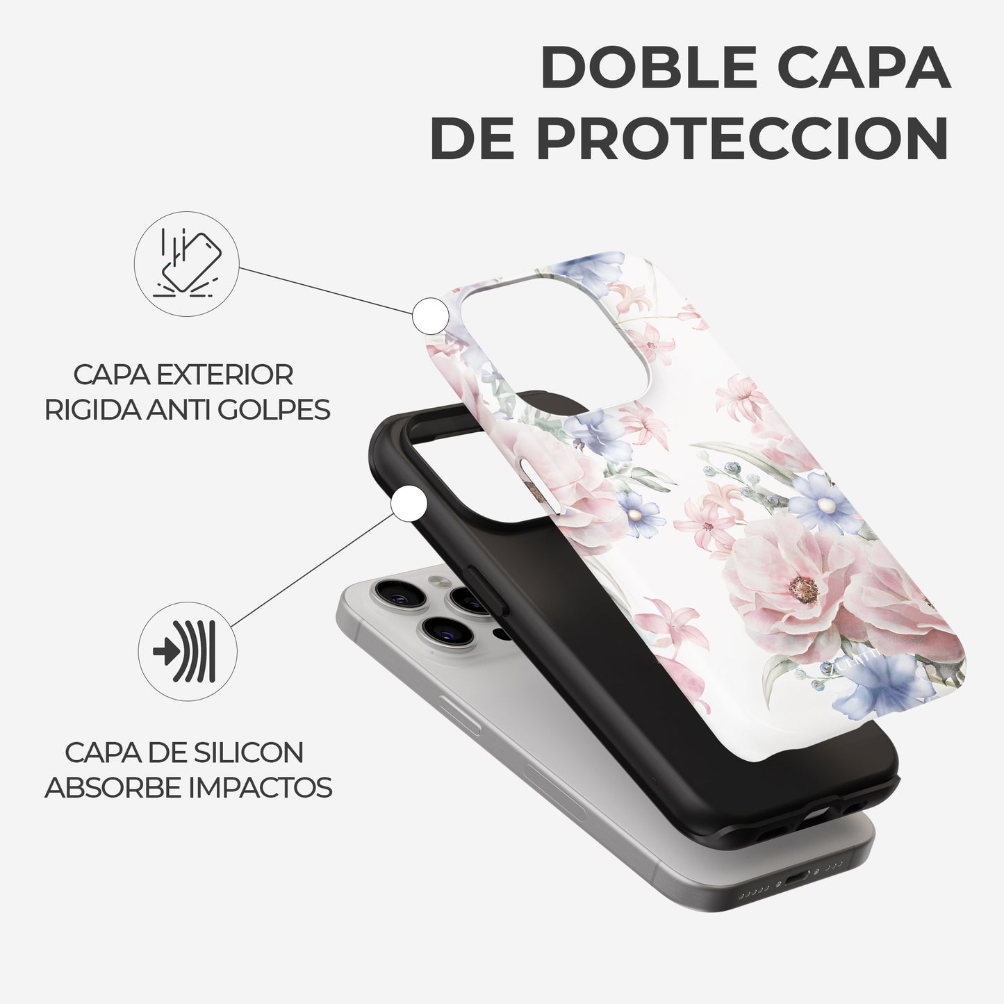 Carcasa Floral Symphony Funda de Doble Capa de Máxima protección