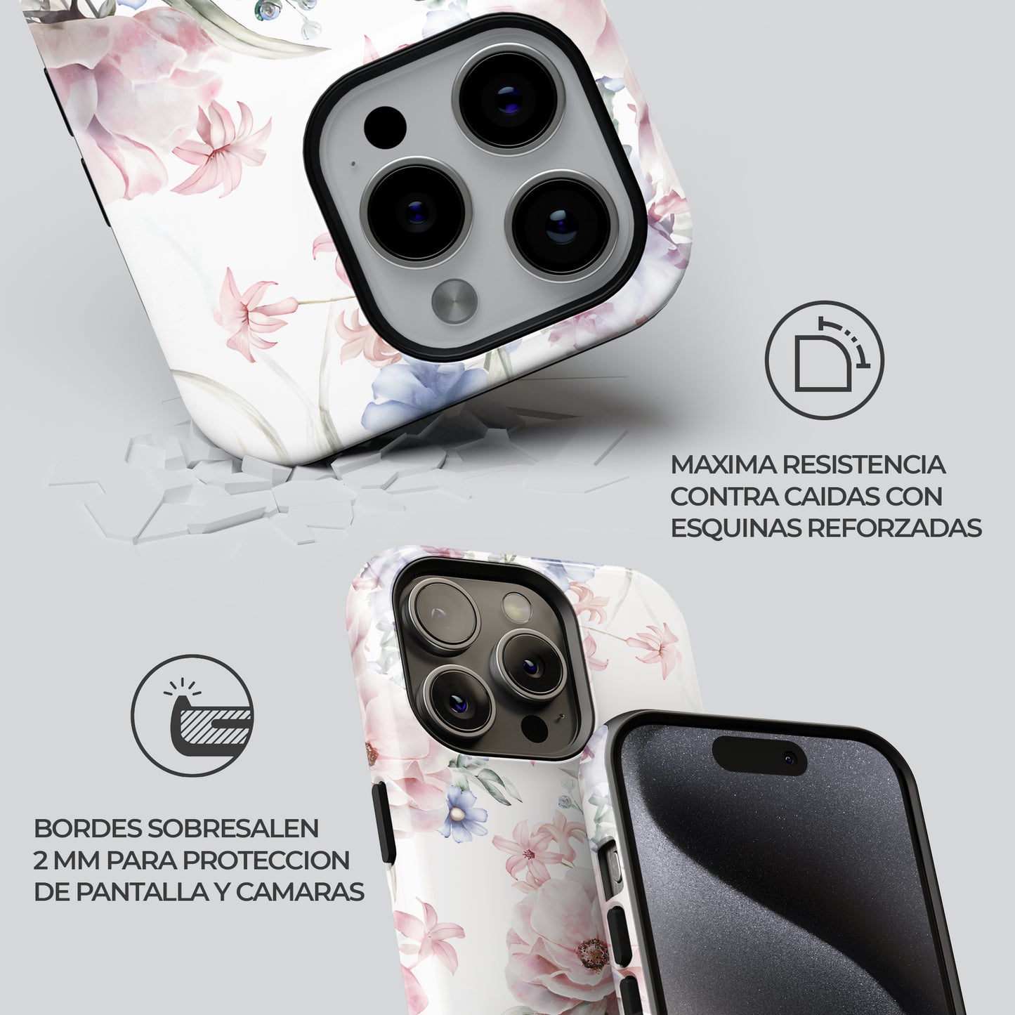 Carcasa Floral Symphony Funda de Doble Capa de Máxima protección