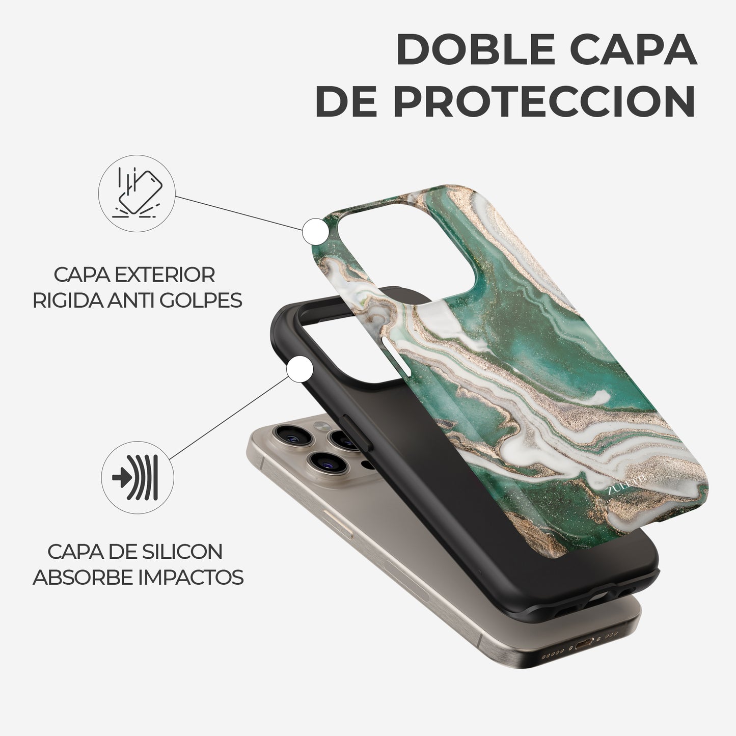 Carcasa Marble Elegance Funda de Doble Capa de Máxima protección