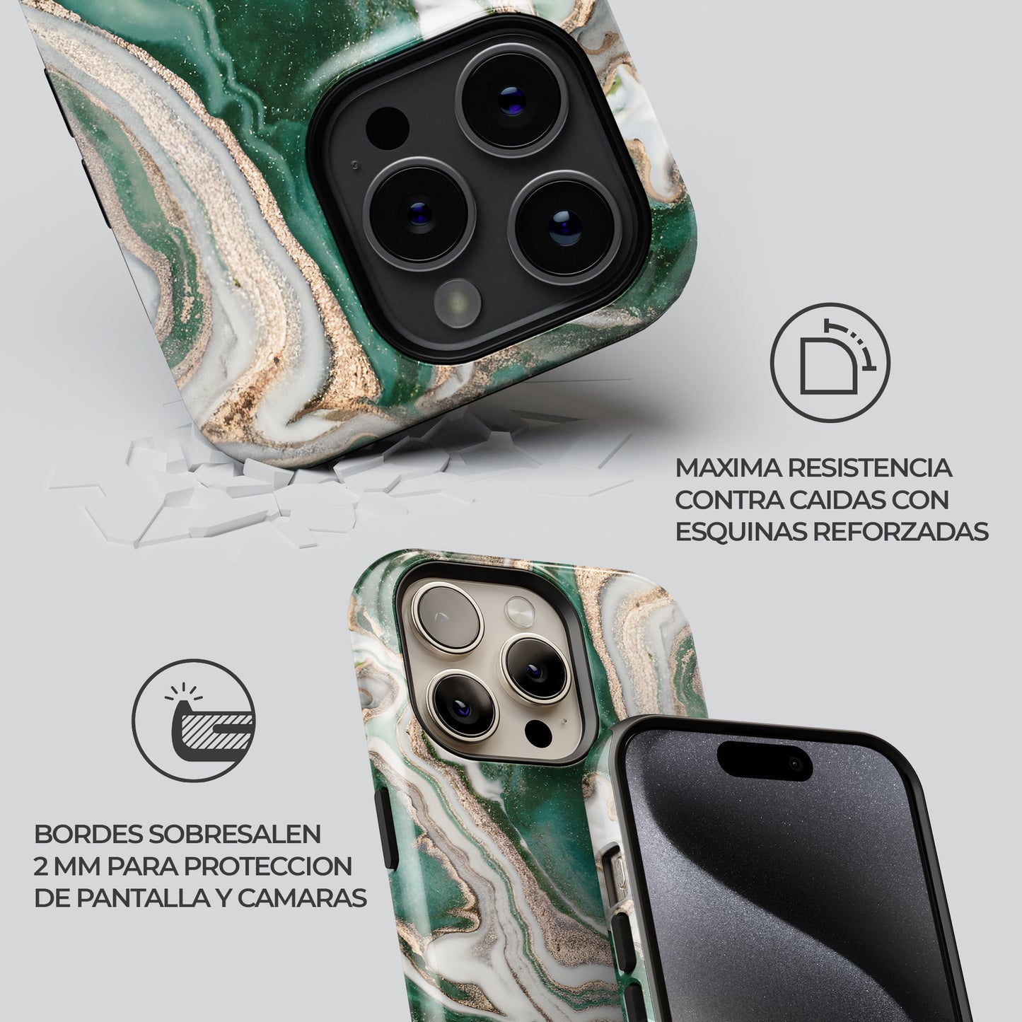 Carcasa Marble Elegance Funda de Doble Capa de Máxima protección