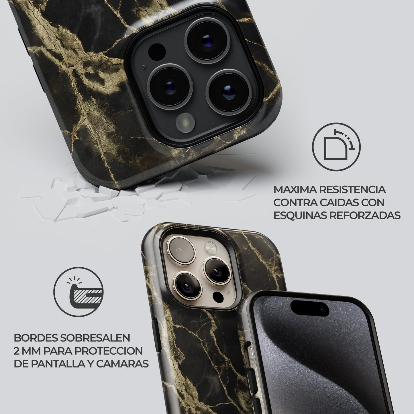 Carcasa Negra Obsidian Nightfall Funda de Doble Capa de Máxima protección