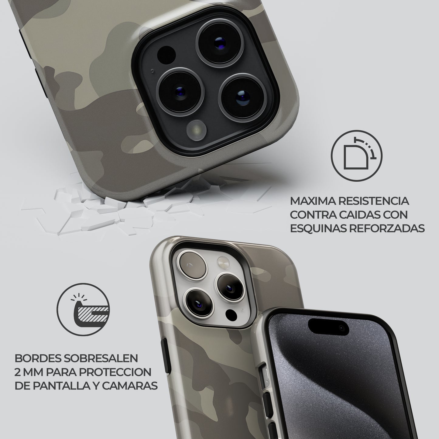 Carcasa Camuflaje Camo Fusion  Funda de Doble Capa de Máxima protección