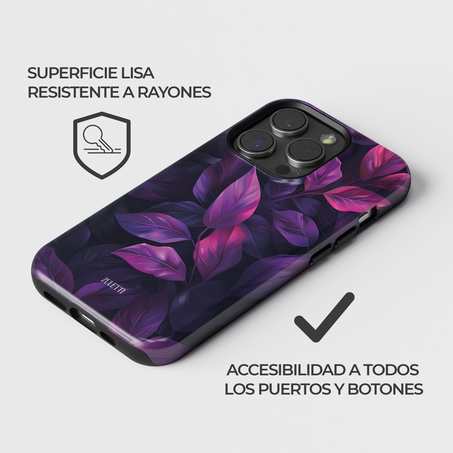 Carcasa Morada Mystic Leaves Funda de Doble Capa de Máxima protección