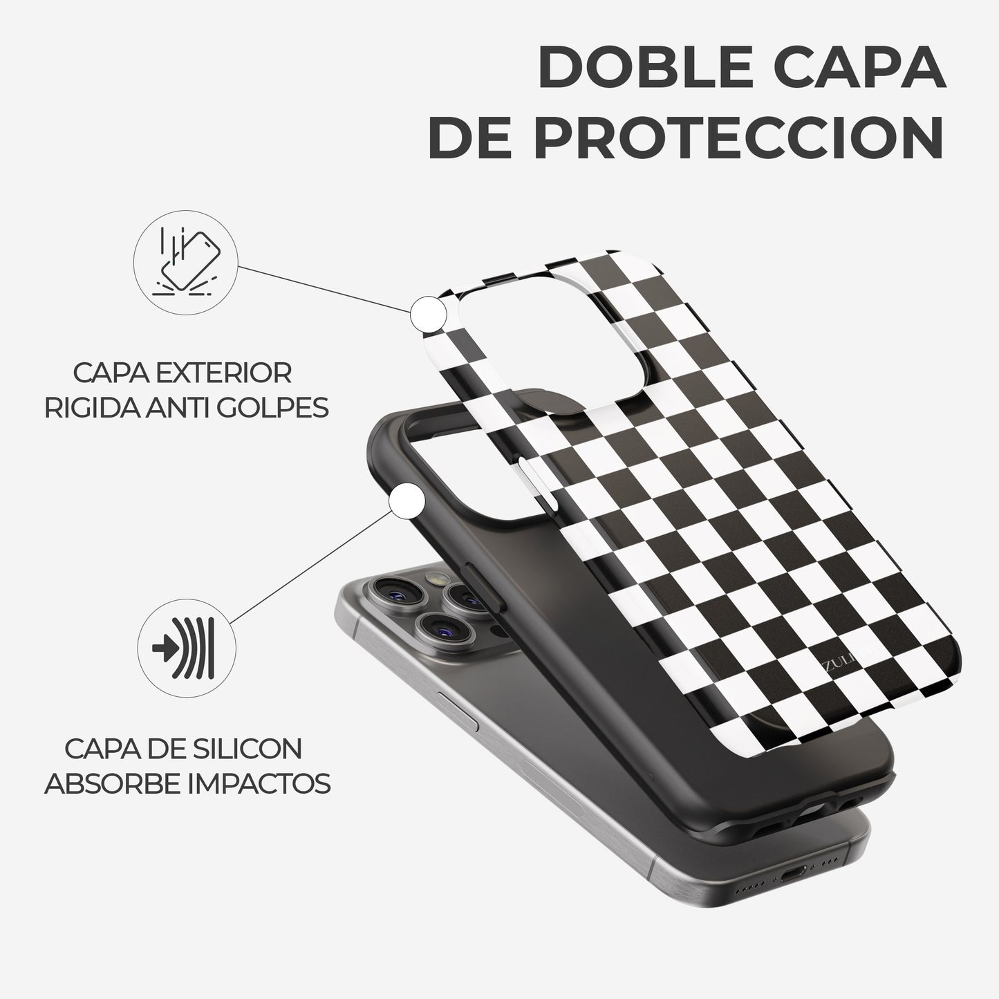 Carcasa Checkerboard Charm Funda de Doble Capa de Máxima protección