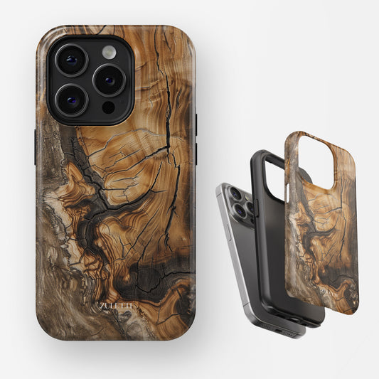 Carcasa efecto madera Woodcut Elegance Funda de Doble Capa de Máxima protección