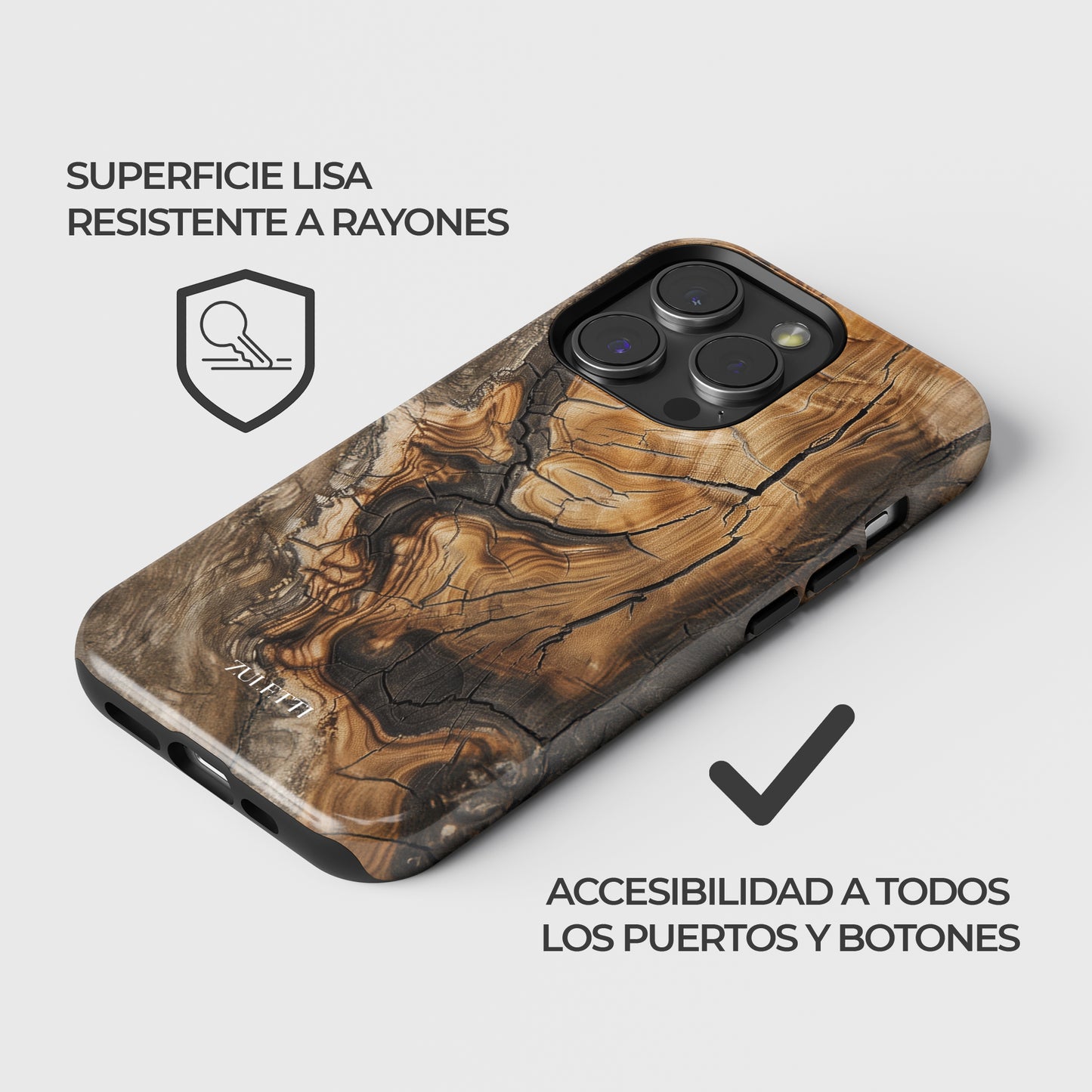 Carcasa efecto madera Woodcut Elegance Funda de Doble Capa de Máxima protección