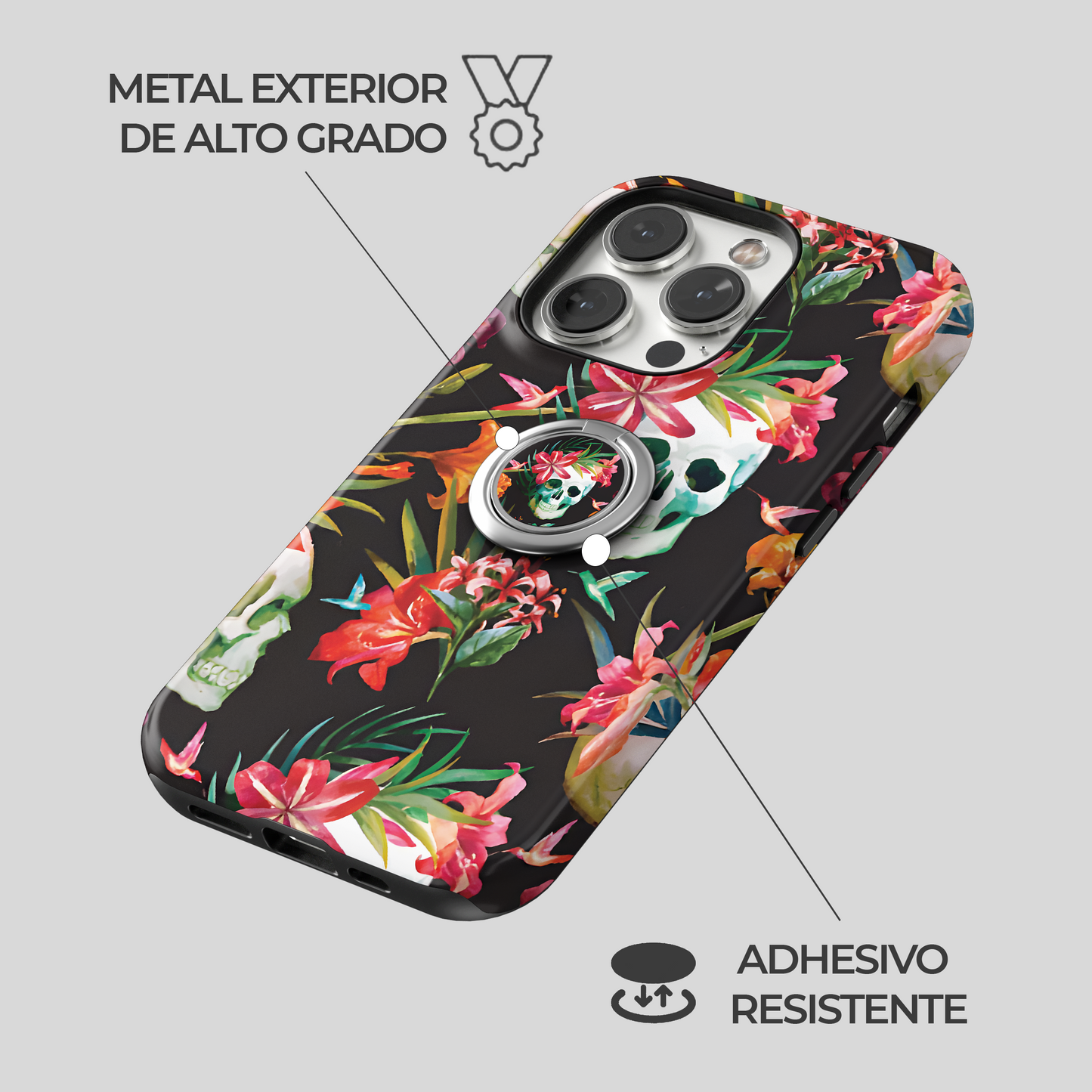 Soporte de anillo para celular Flores de la Oscuridad