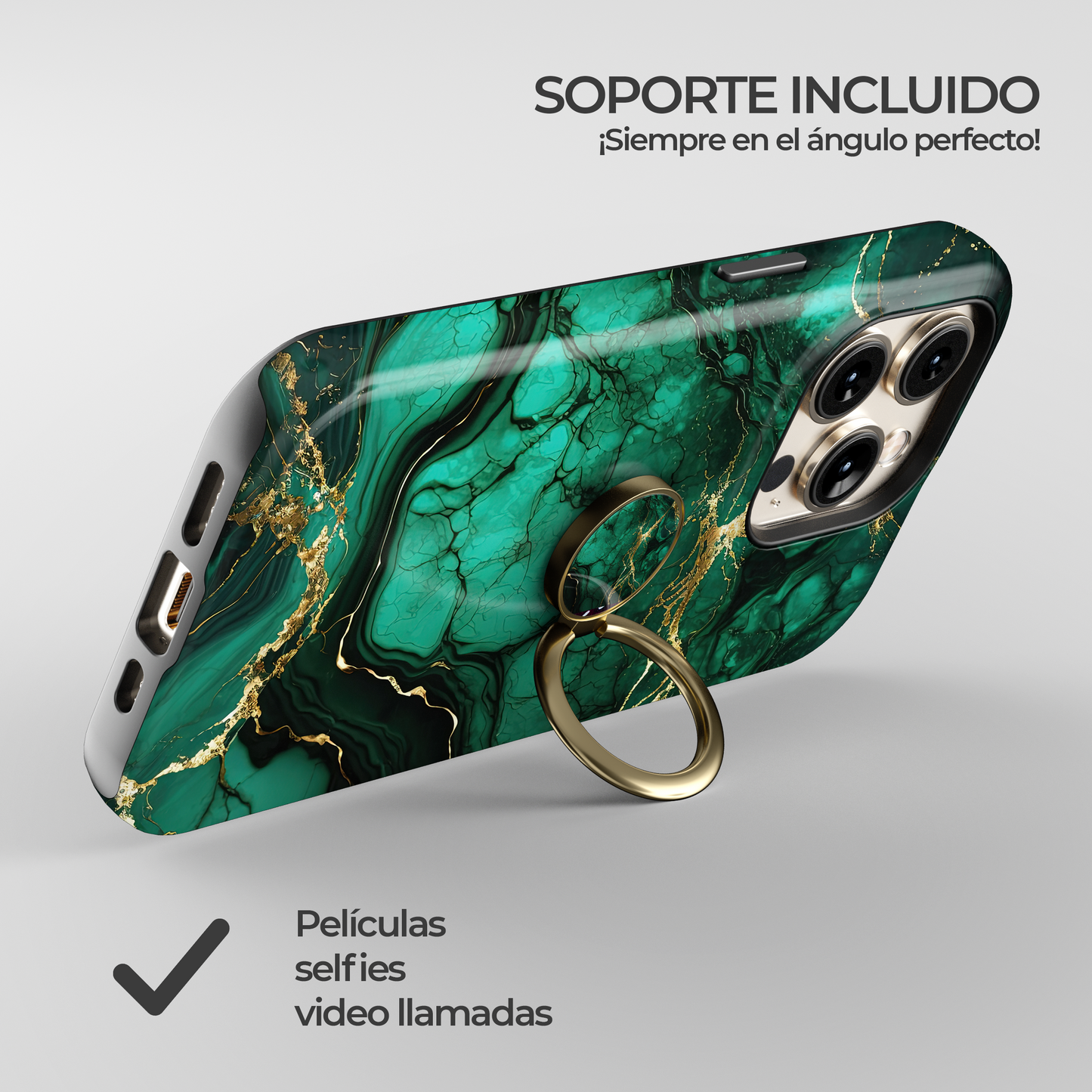 Soporte de anillo para celular Verde Marmol