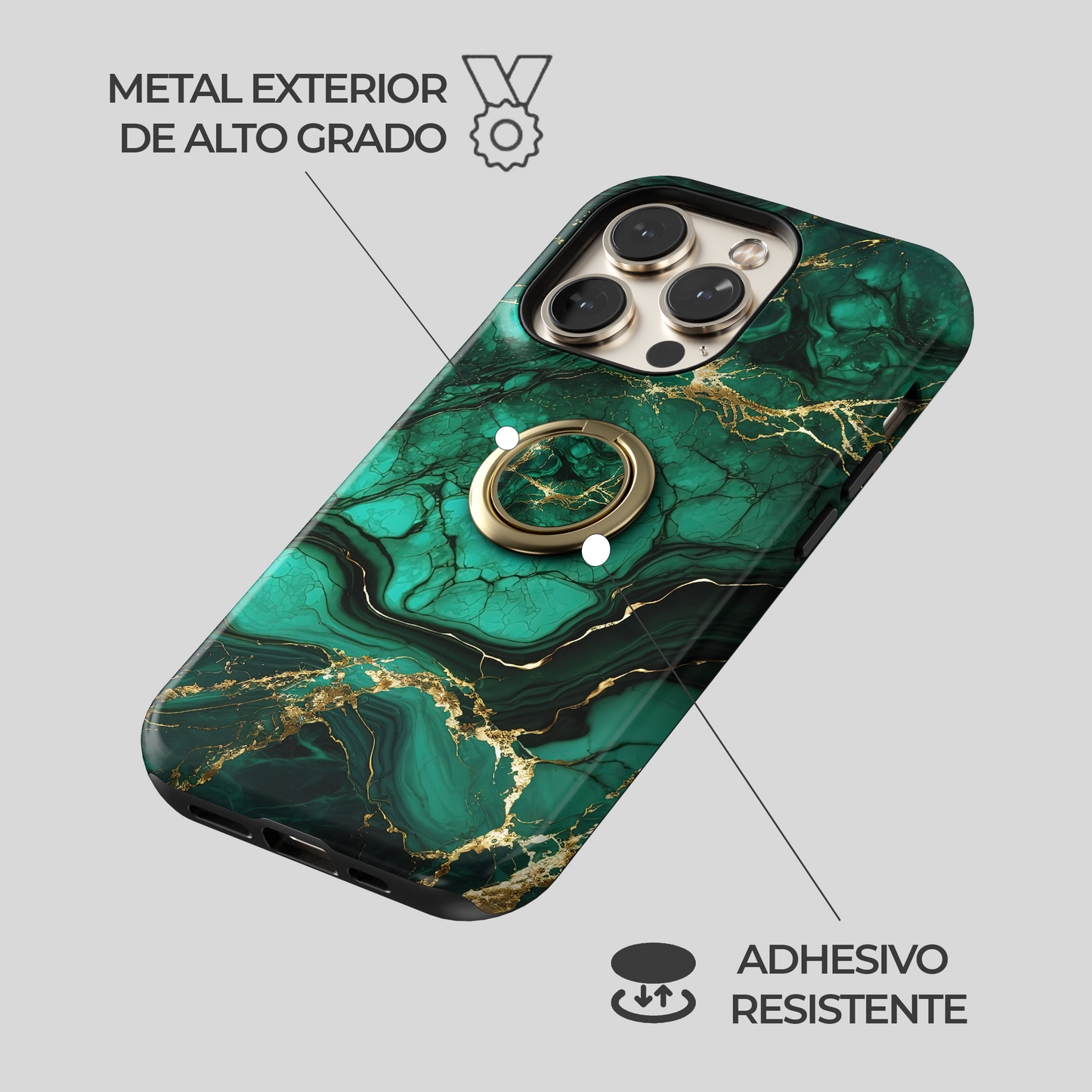 Soporte de anillo para celular Verde Marmol