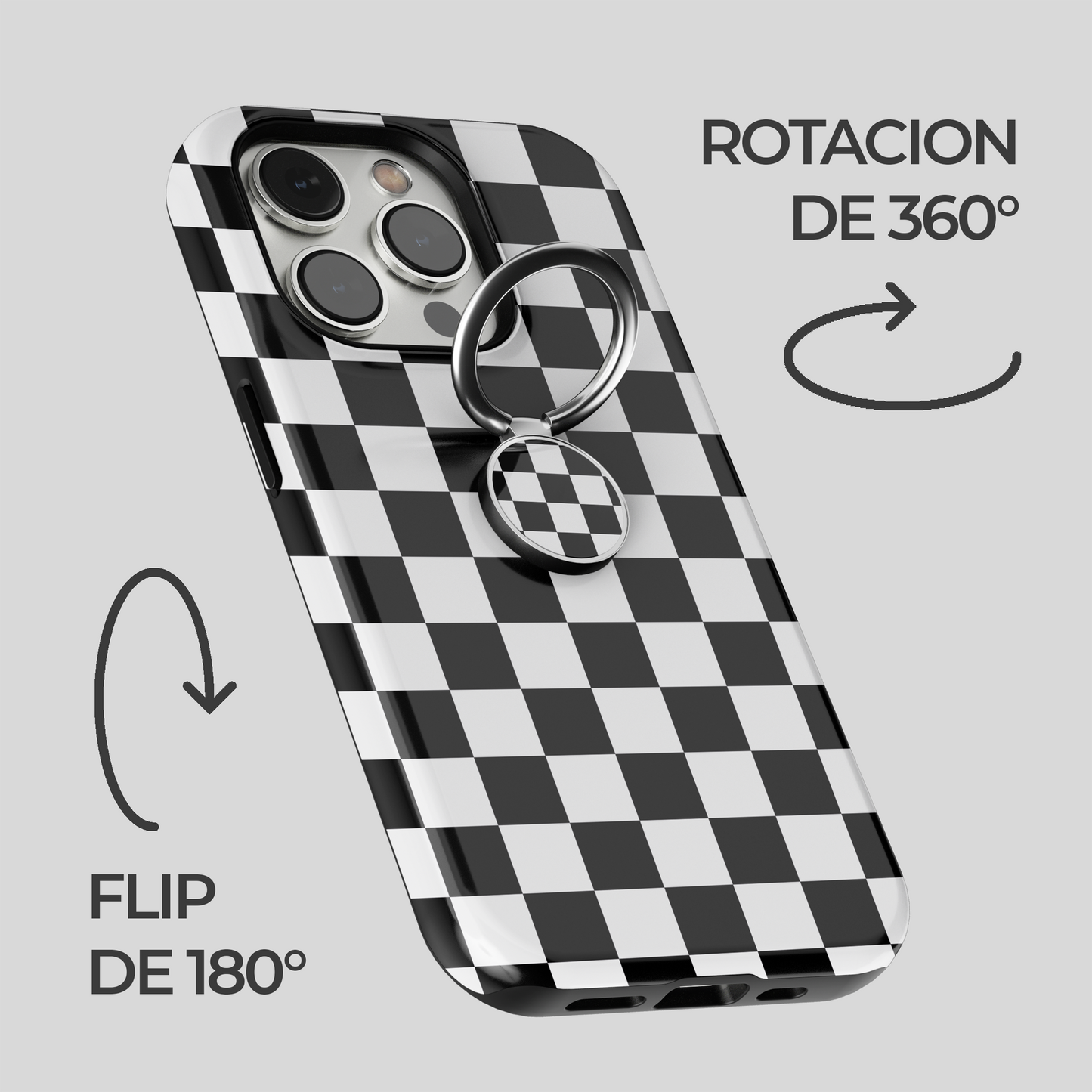 Soporte de anillo para celular Checkerboard Charm