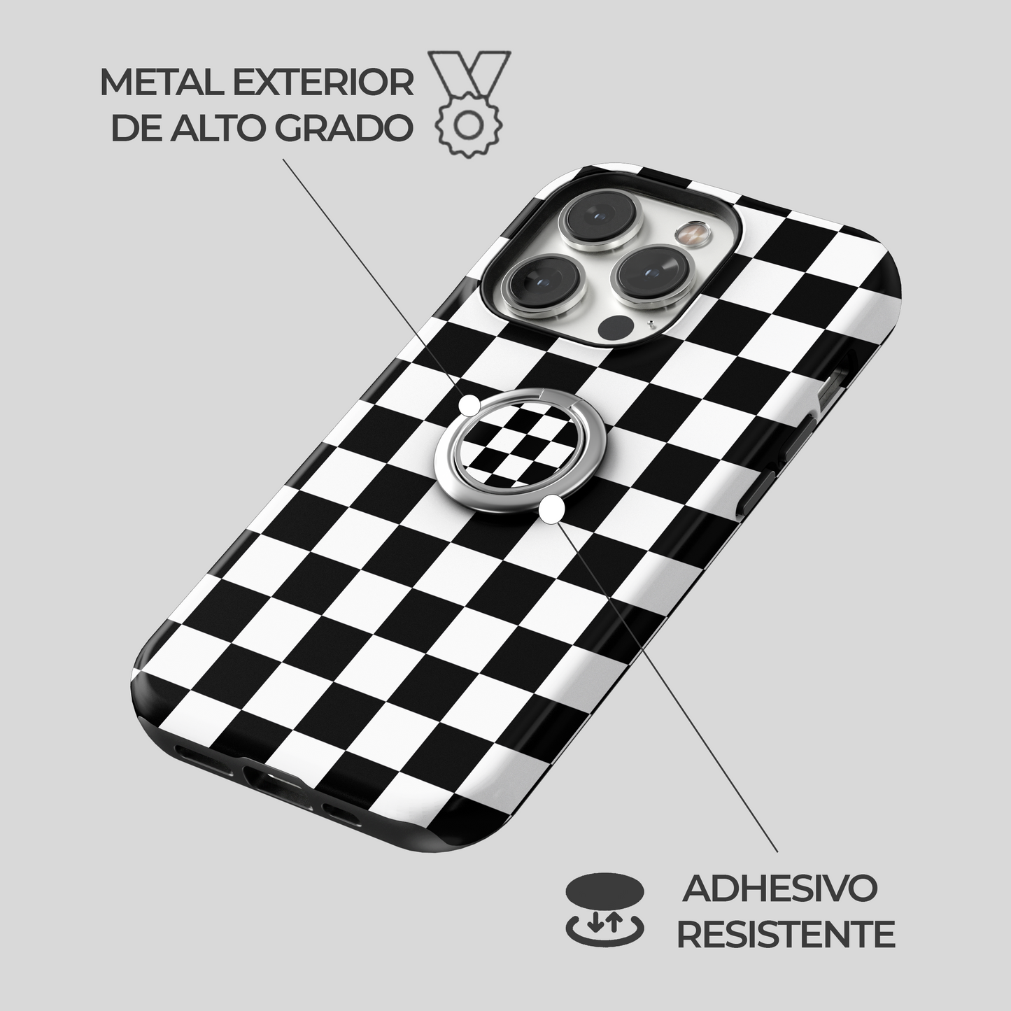 Soporte de anillo para celular Checkerboard Charm
